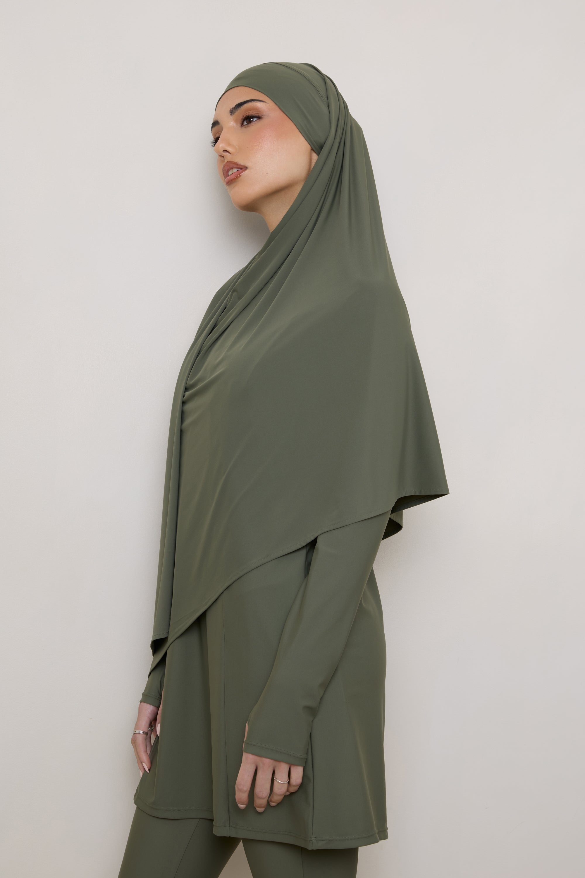 Tie Back Swim Hijab - Dusty Olive Swim Veiled