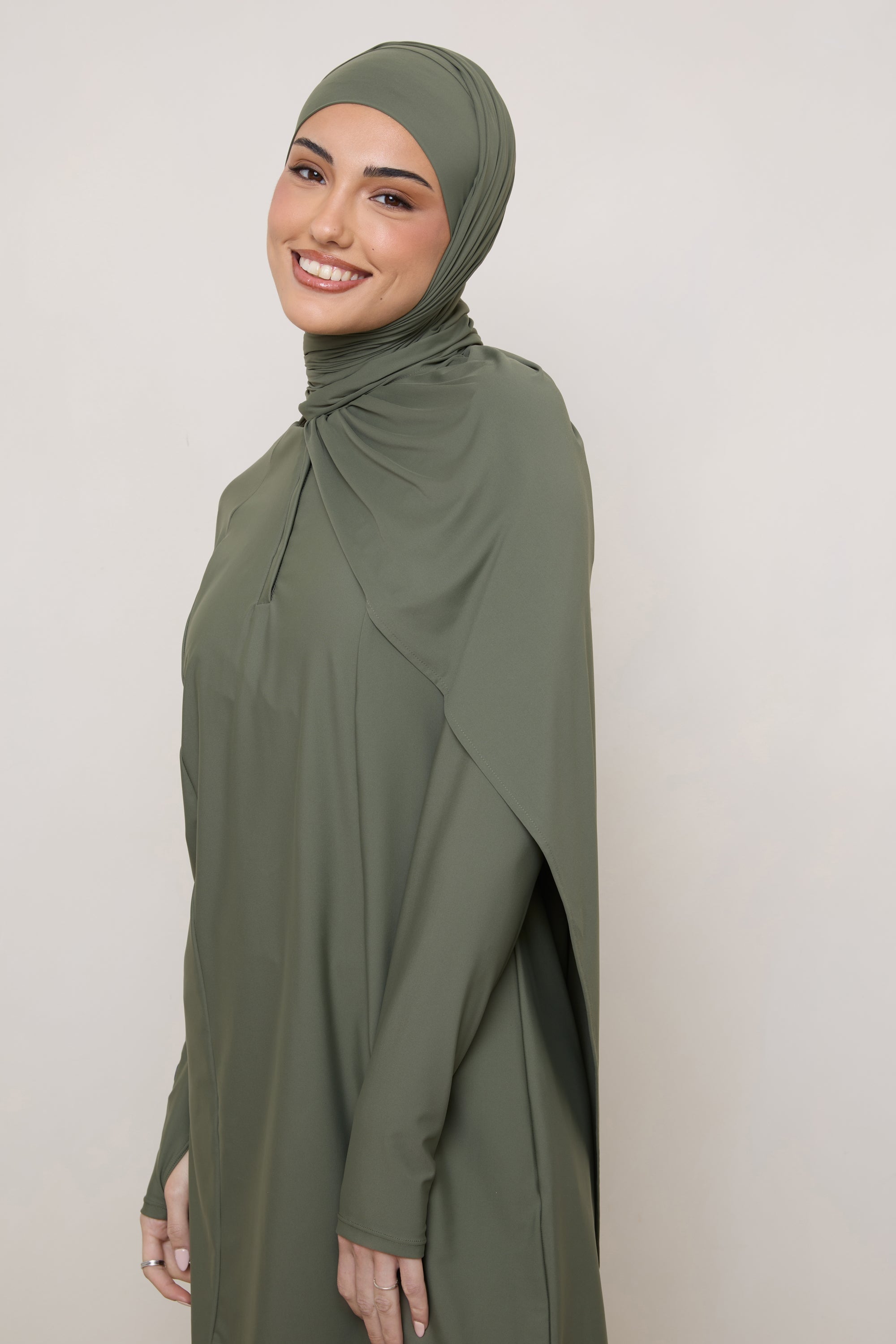 Tie Back Swim Hijab - Dusty Olive Swim Veiled