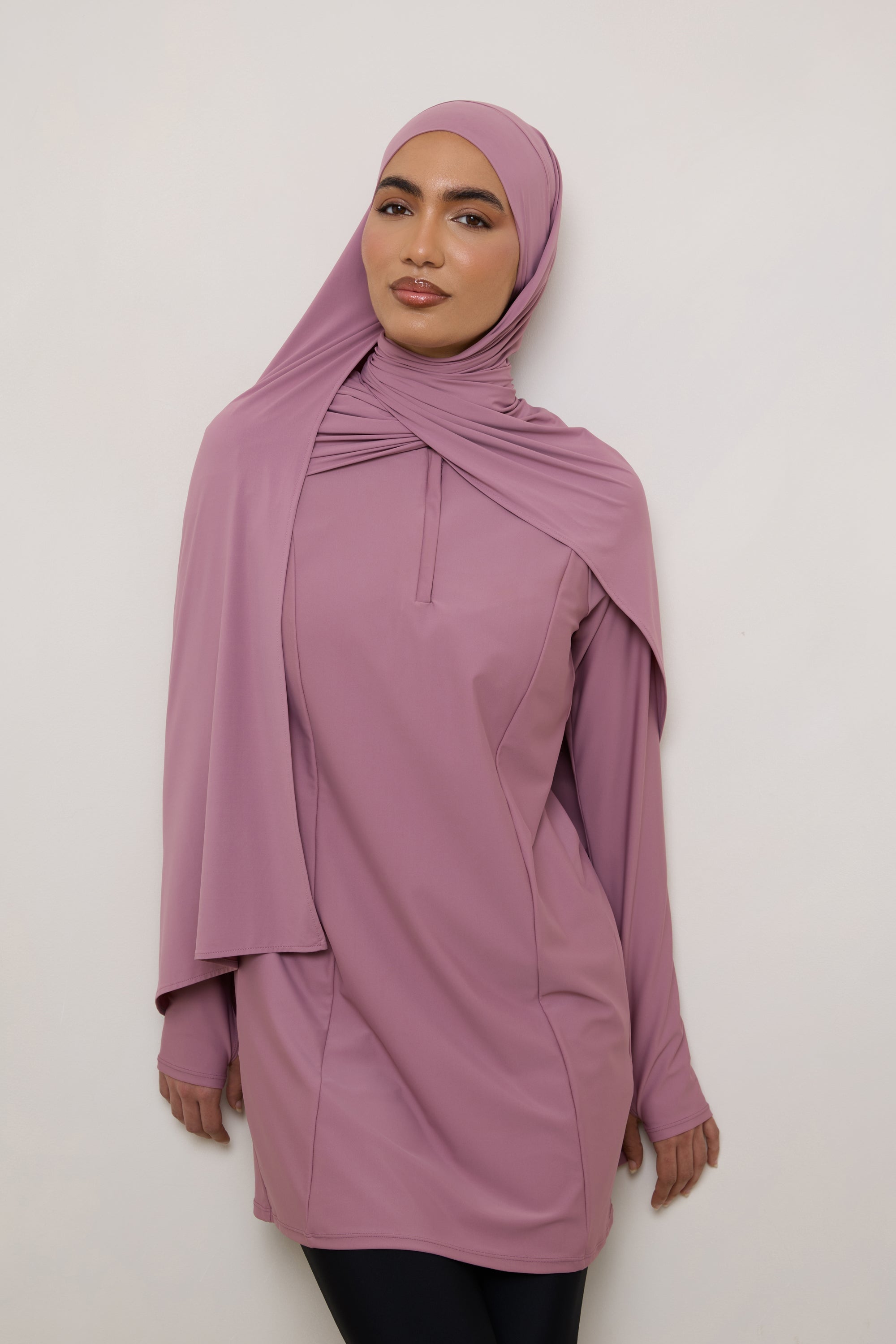 Tie Back Swim Hijab - Wistful Mauve Swim Veiled