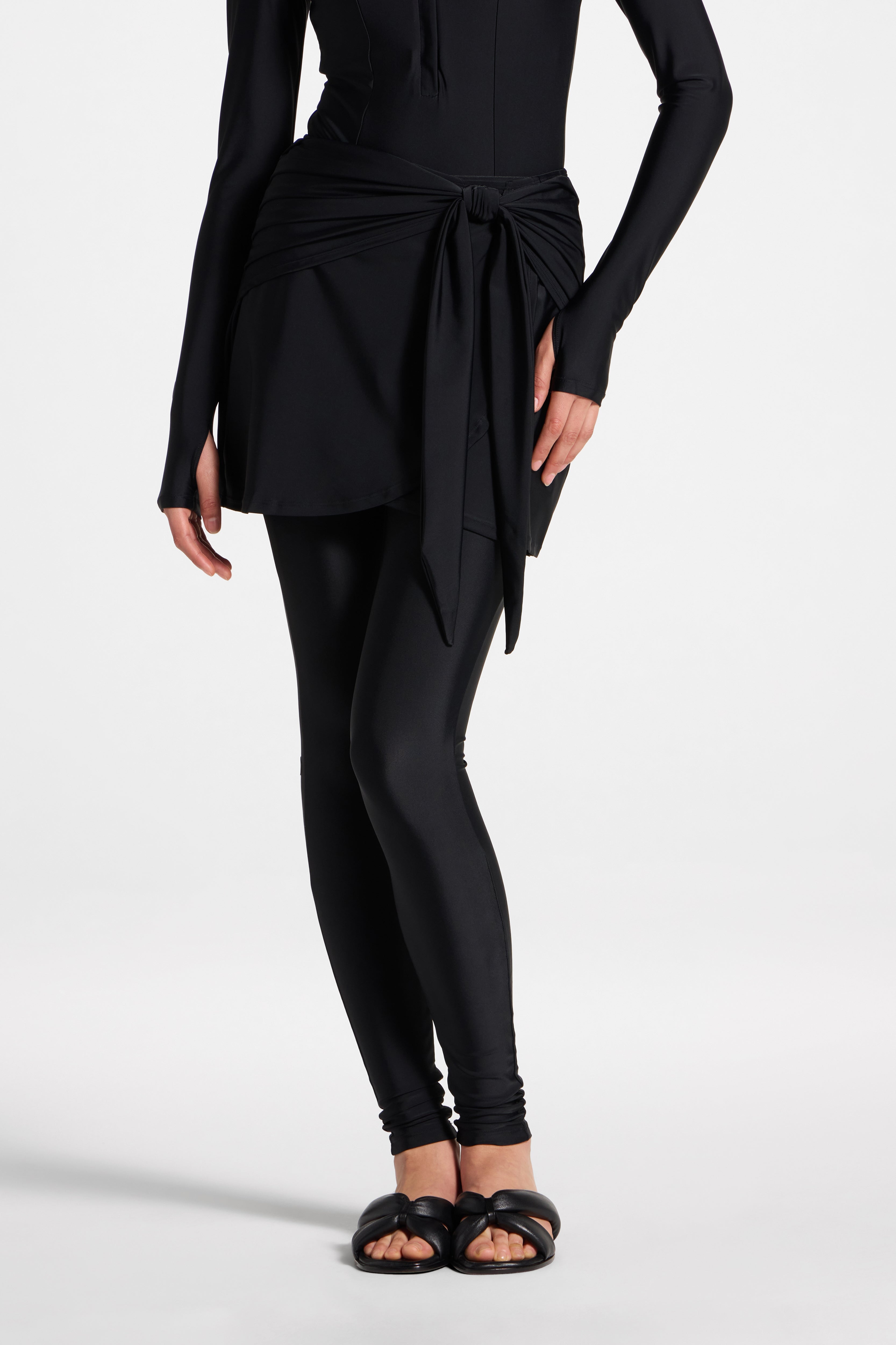 Tie Wrap Swim Skirt - Black Swim Veiled