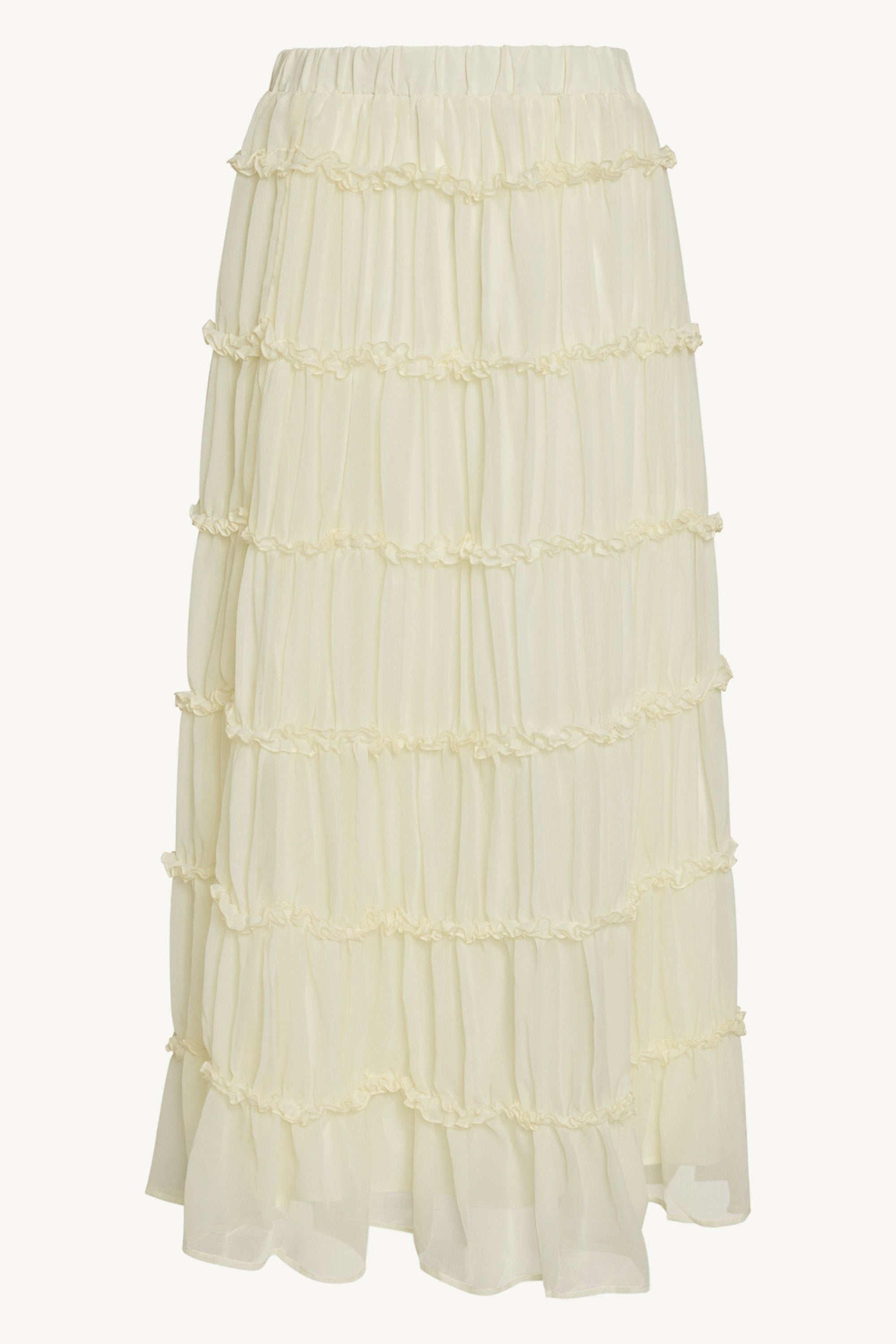 Tiered Maxi Skirt - Off White Abayas Veiled