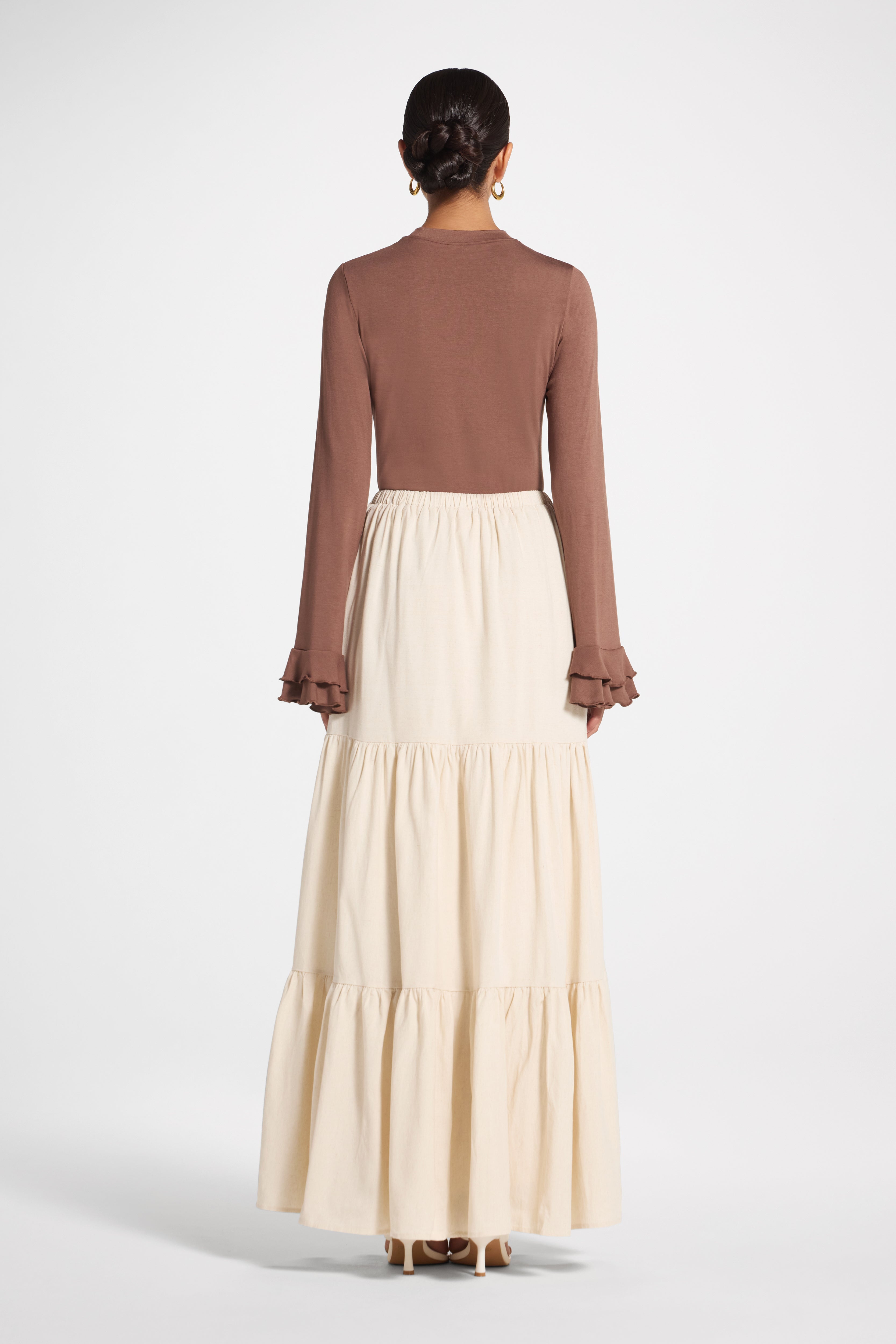 Tiered Skirt - Heathered Oatmeal Veiled
