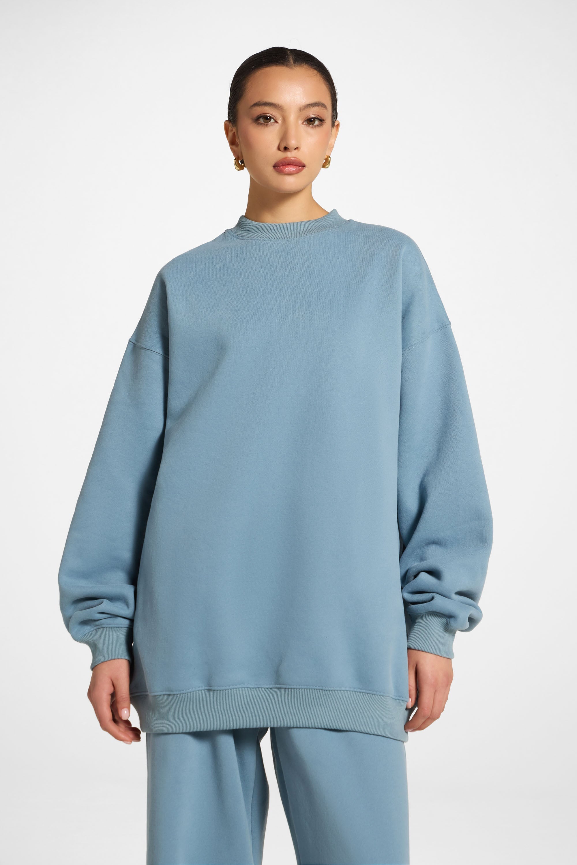 Unisex Mock Neck Sweatshirt - Steel Blue Abayas Veiled