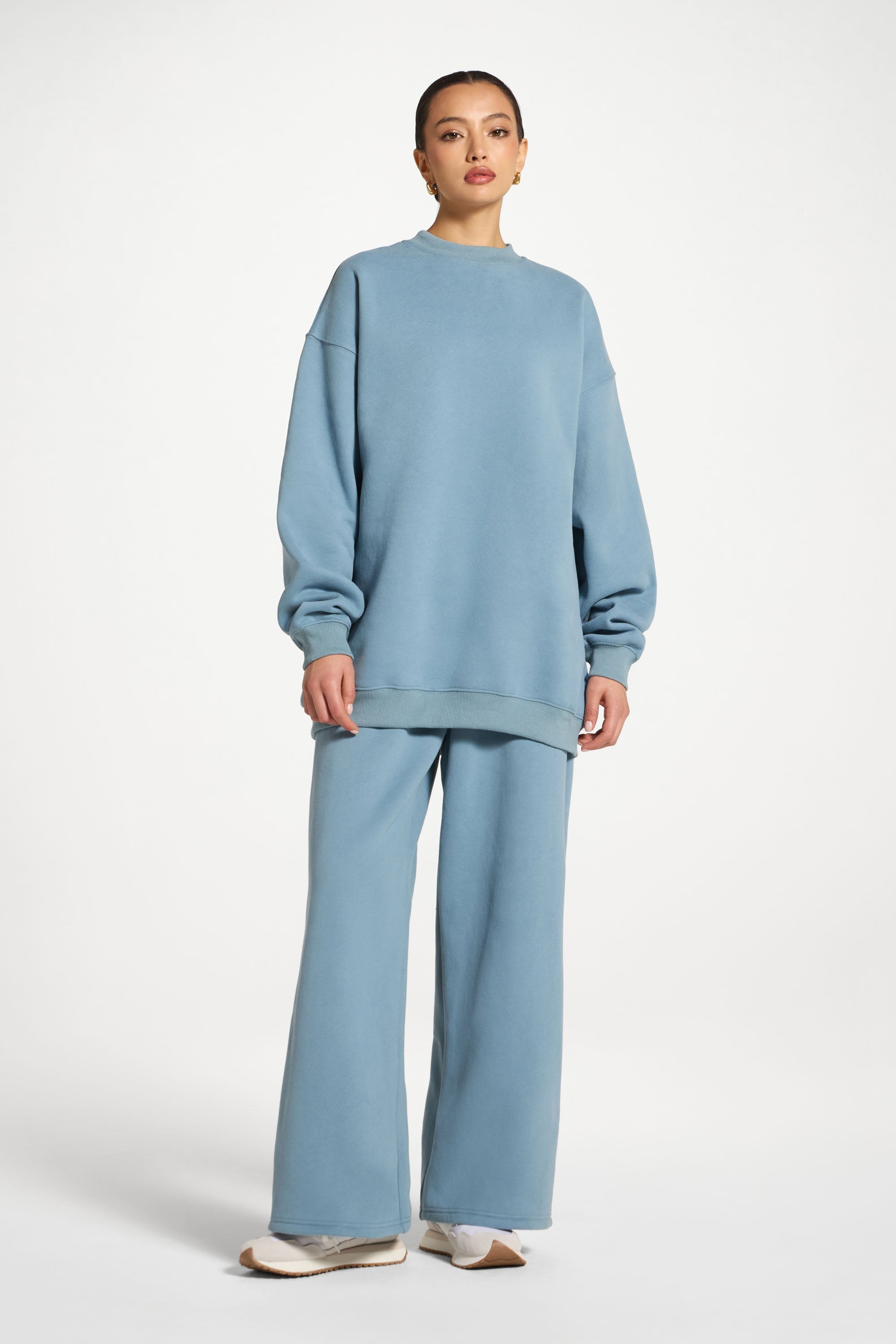 Unisex Mock Neck Sweatshirt - Steel Blue Abayas Veiled