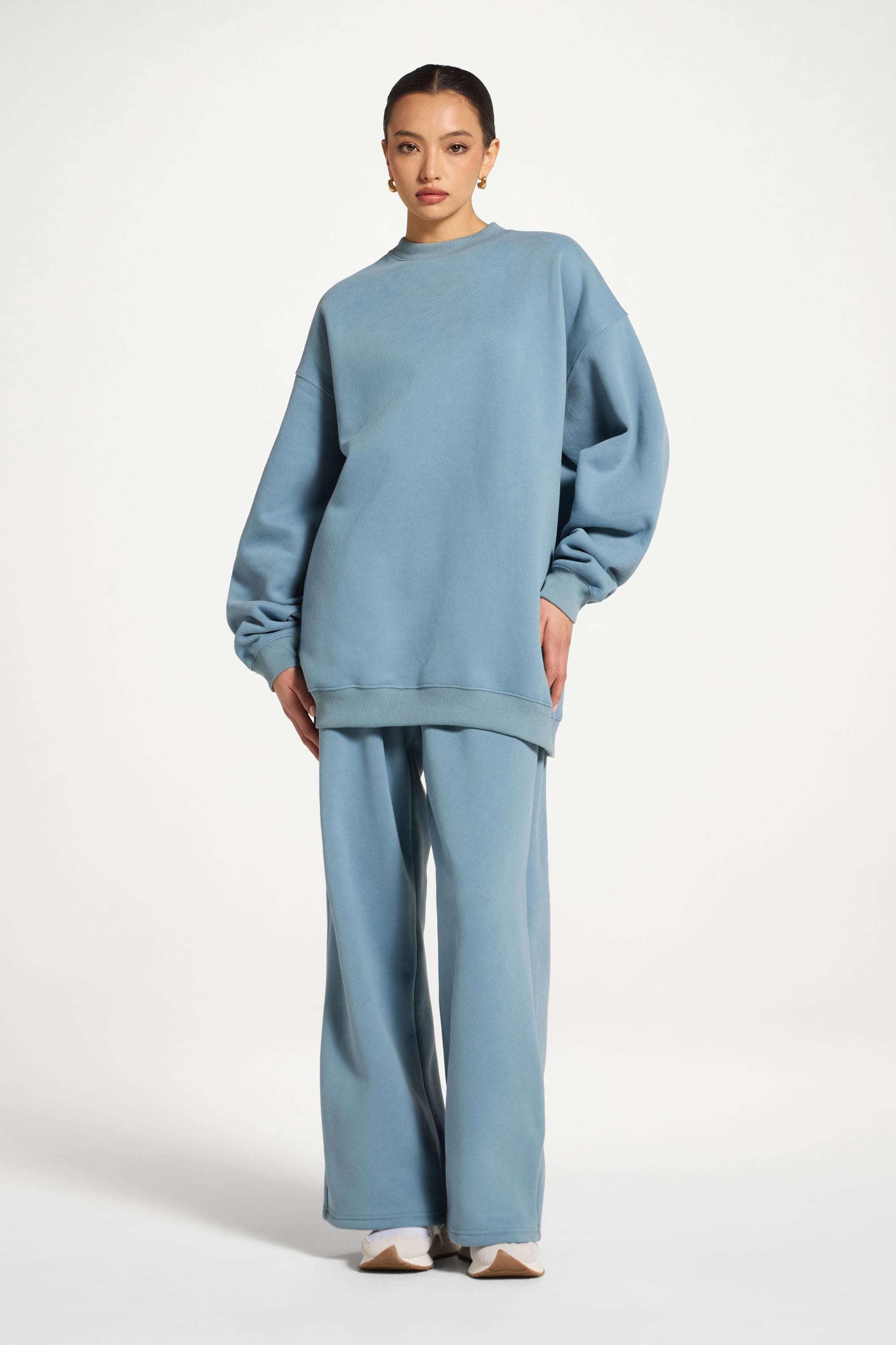 Unisex Mock Neck Sweatshirt - Steel Blue Abayas Veiled