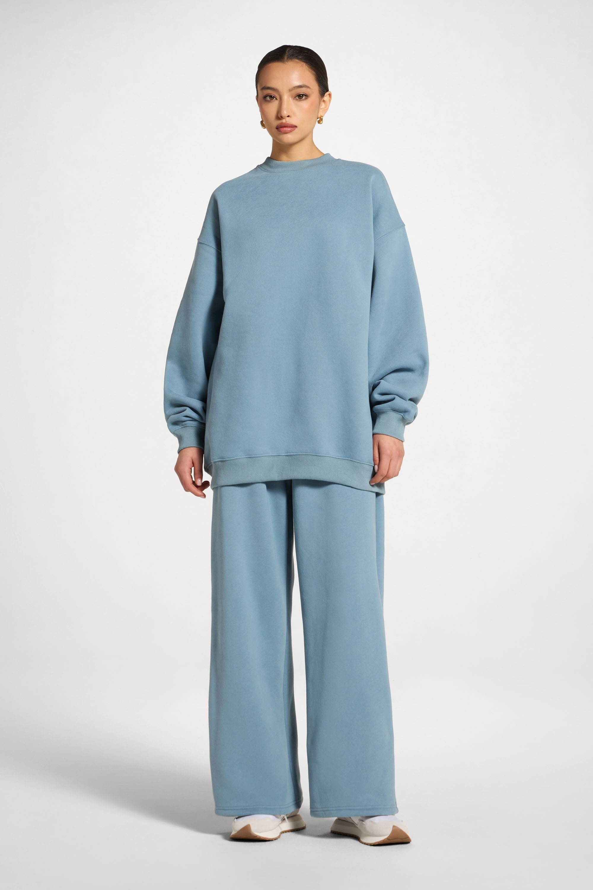 Unisex Mock Neck Sweatshirt - Steel Blue Abayas Veiled