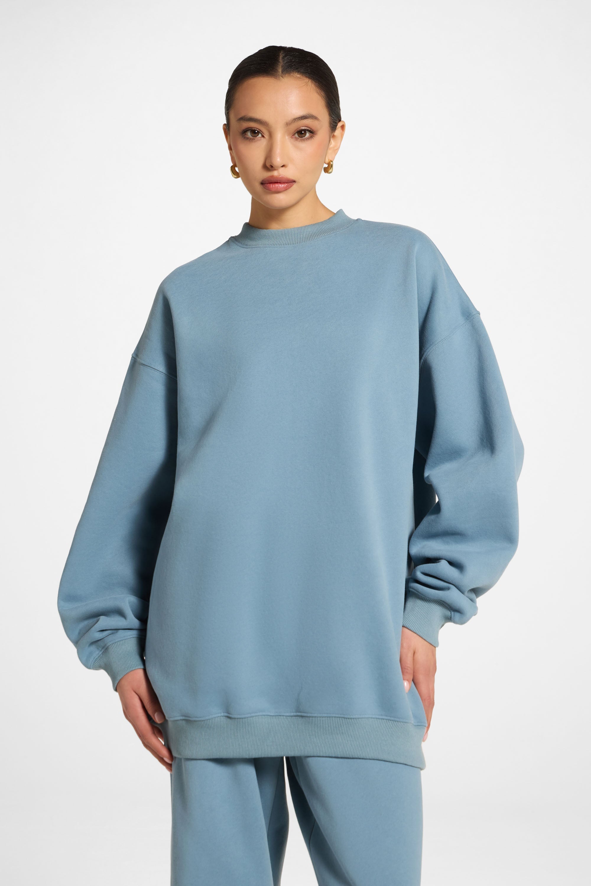 Unisex Mock Neck Sweatshirt - Steel Blue Abayas Veiled
