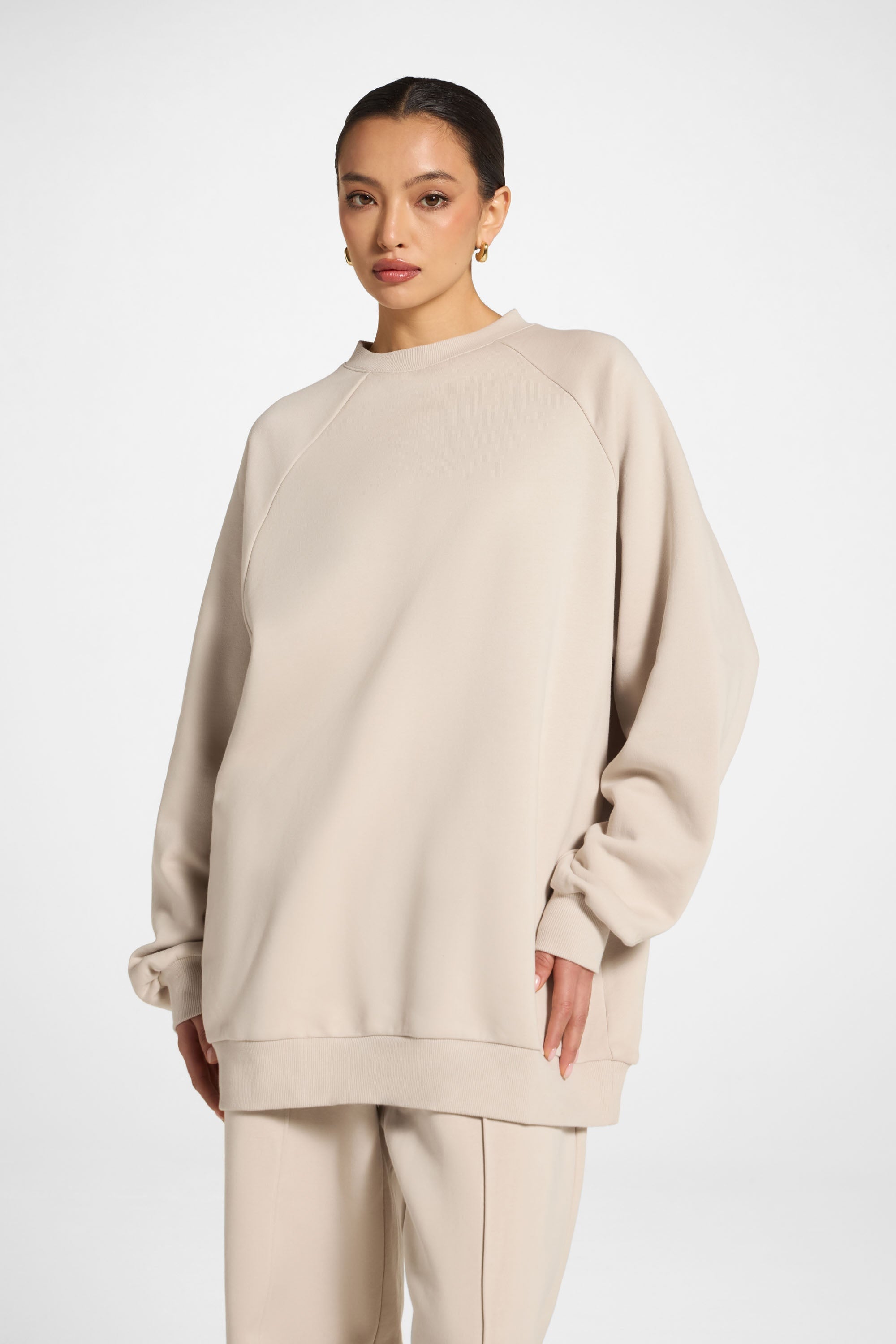 Unisex Raglan Sleeve Sweatshirt - Stone Abayas Veiled