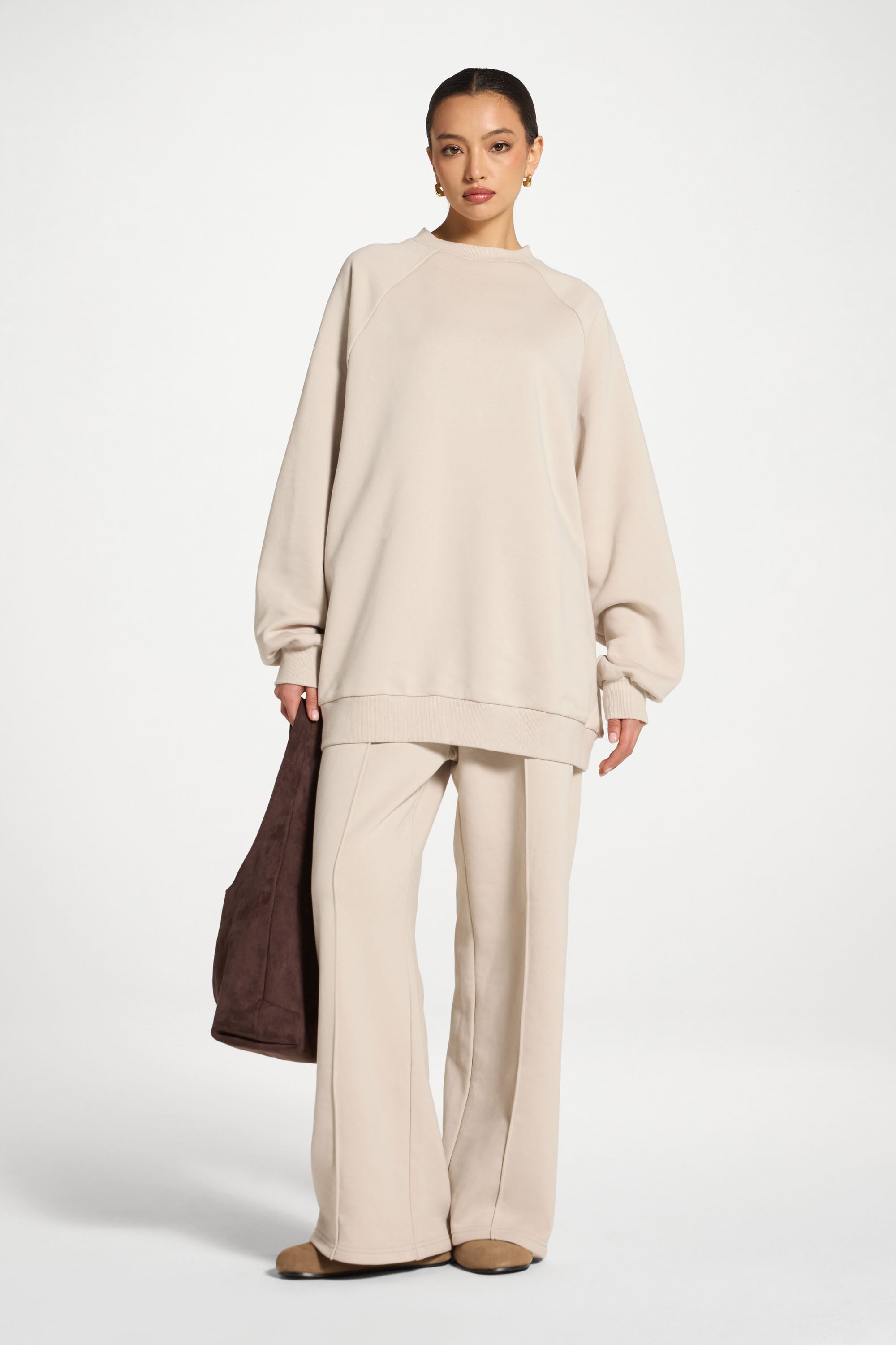 Unisex Raglan Sleeve Sweatshirt - Stone Abayas Veiled