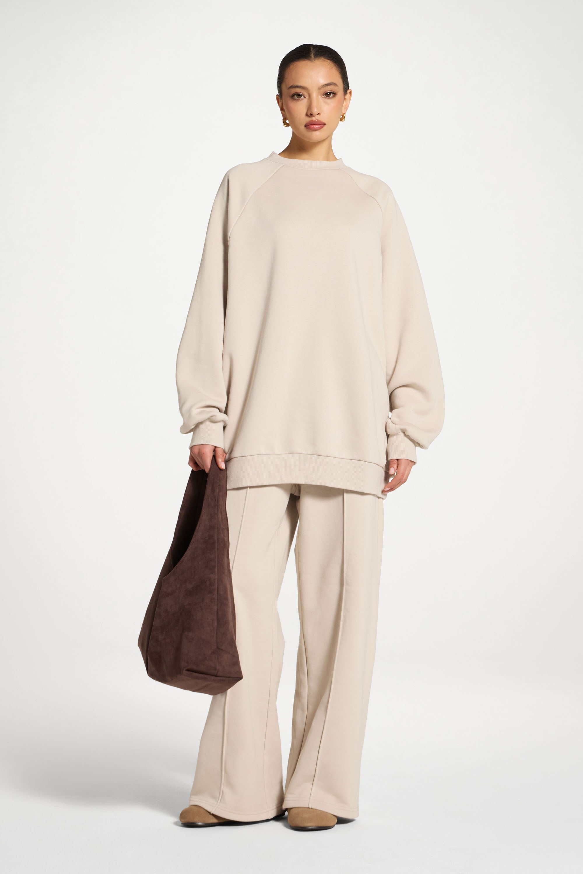 Unisex Raglan Sleeve Sweatshirt - Stone Abayas Veiled