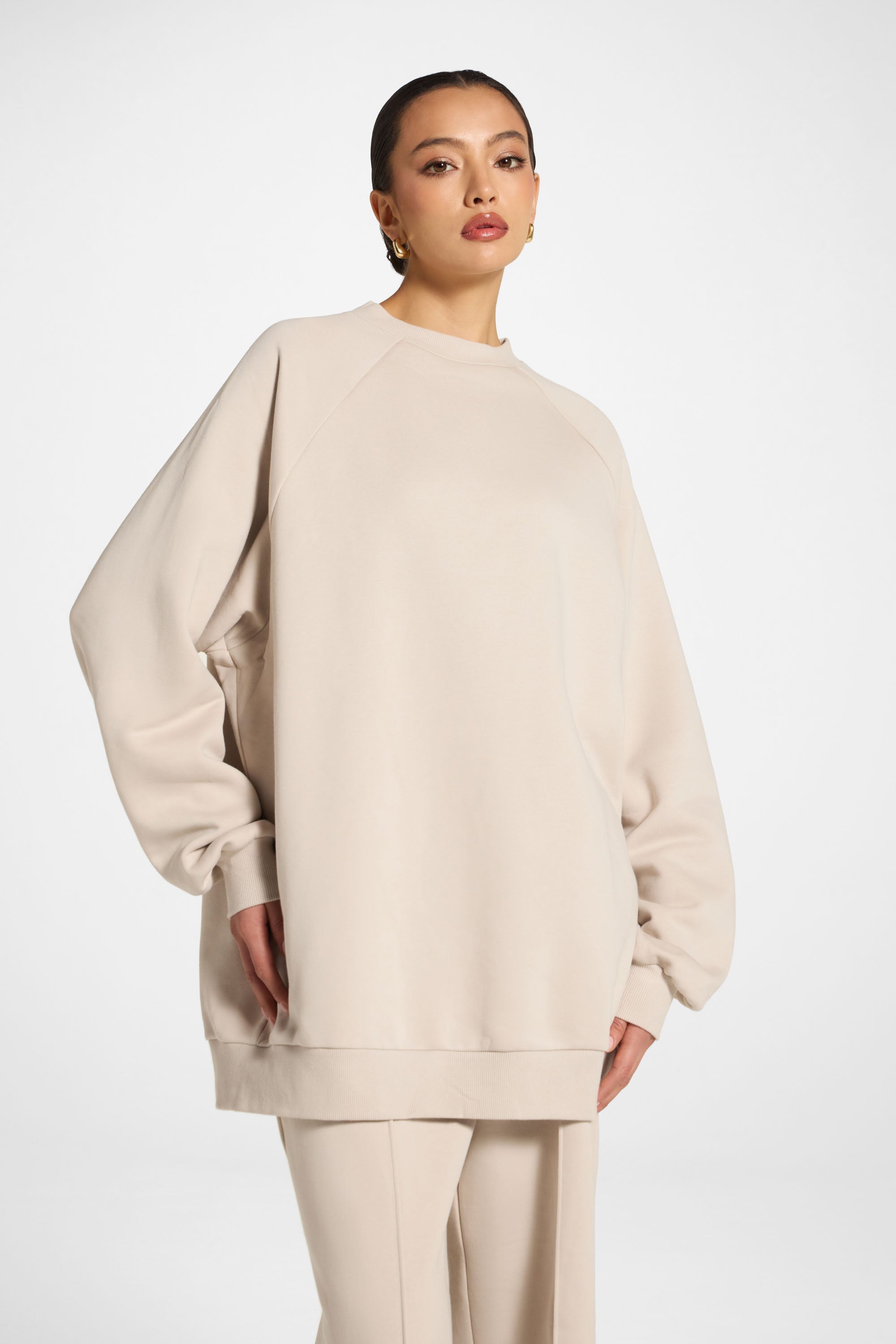 Unisex Raglan Sleeve Sweatshirt - Stone Abayas Veiled