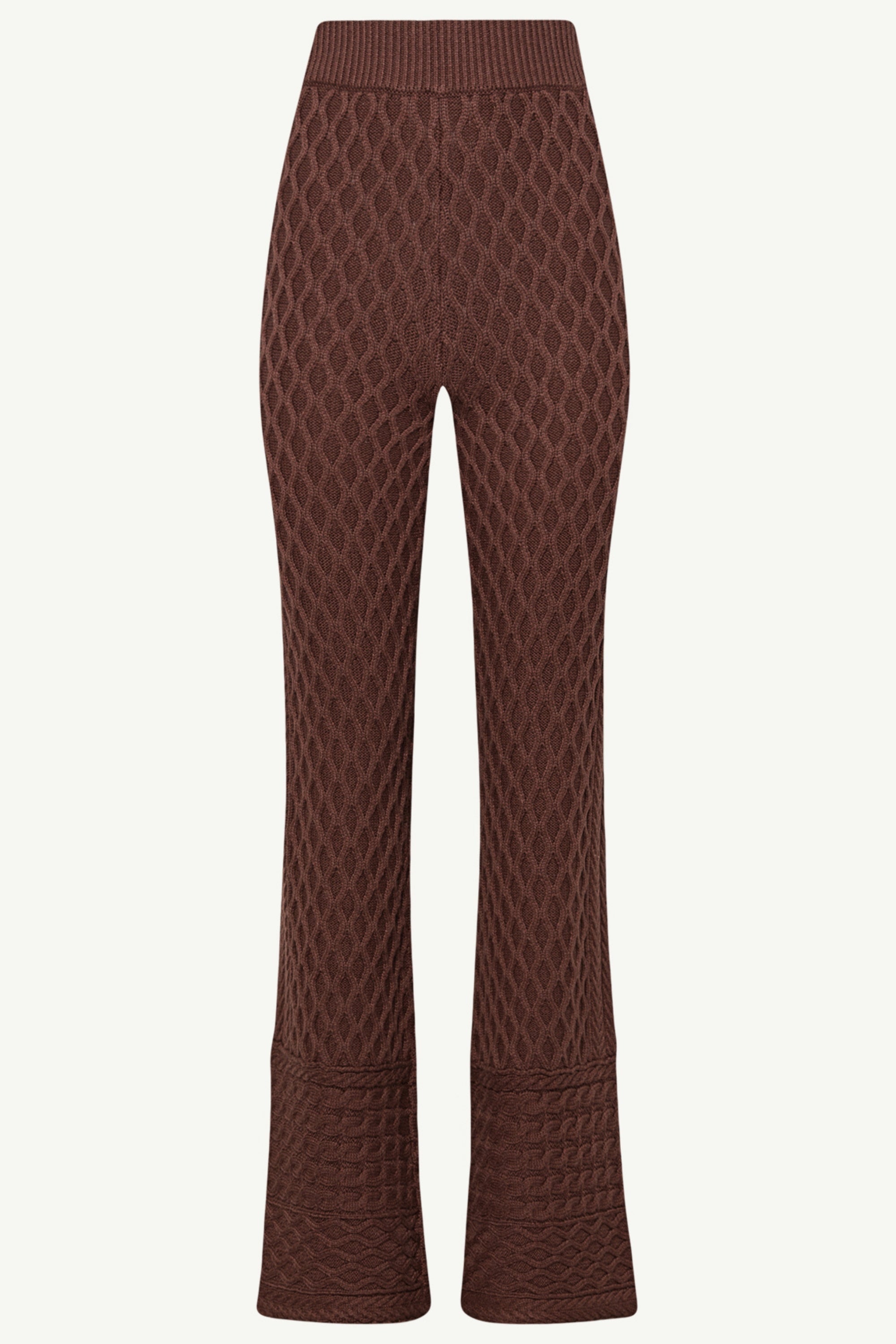 Vanessa Diamond Knit Wide Leg Pants - Dark Brown Clothing saigonodysseyhotel 