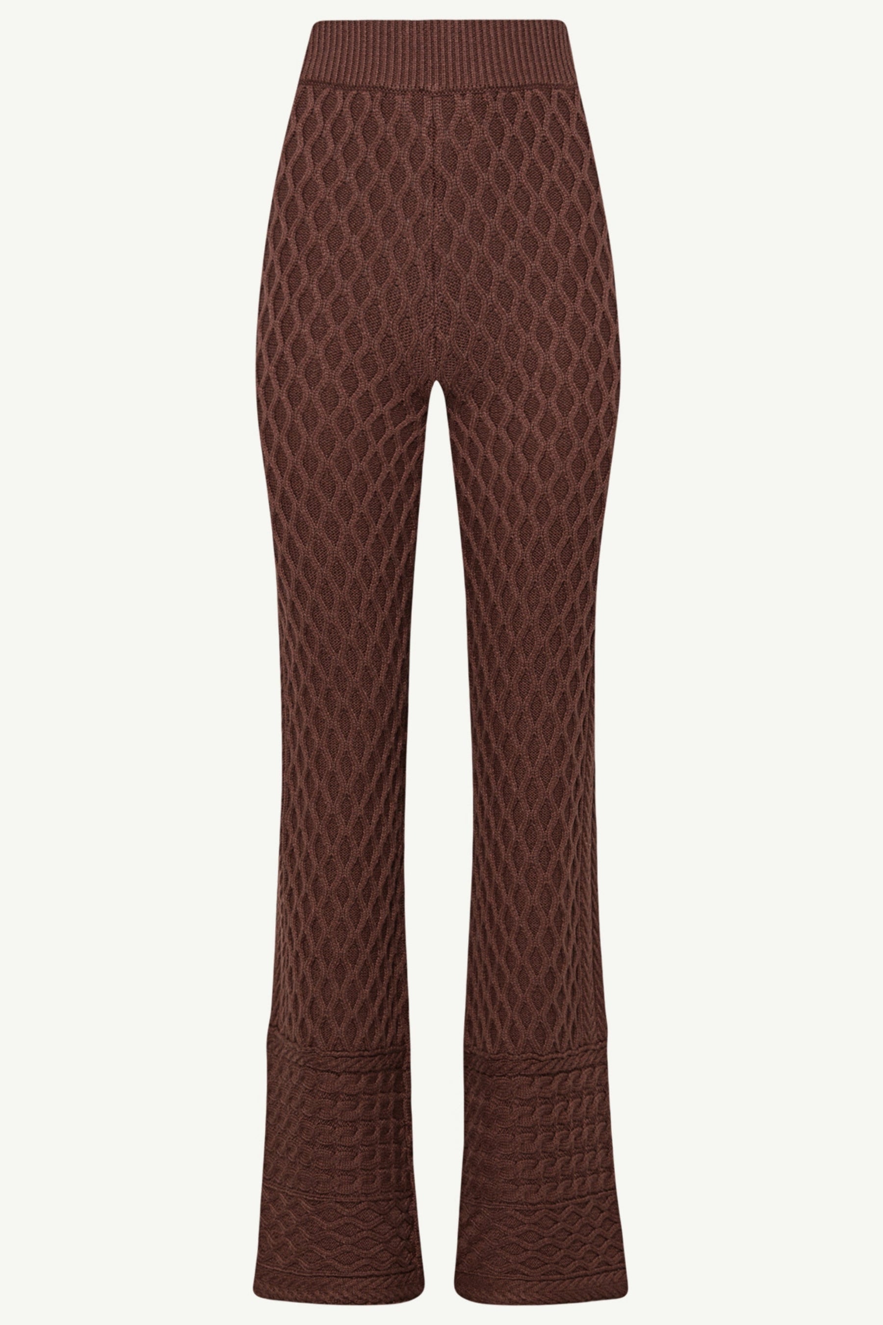 Vanessa Diamond Knit Wide Leg Pants - Dark Brown Clothing epschoolboard 