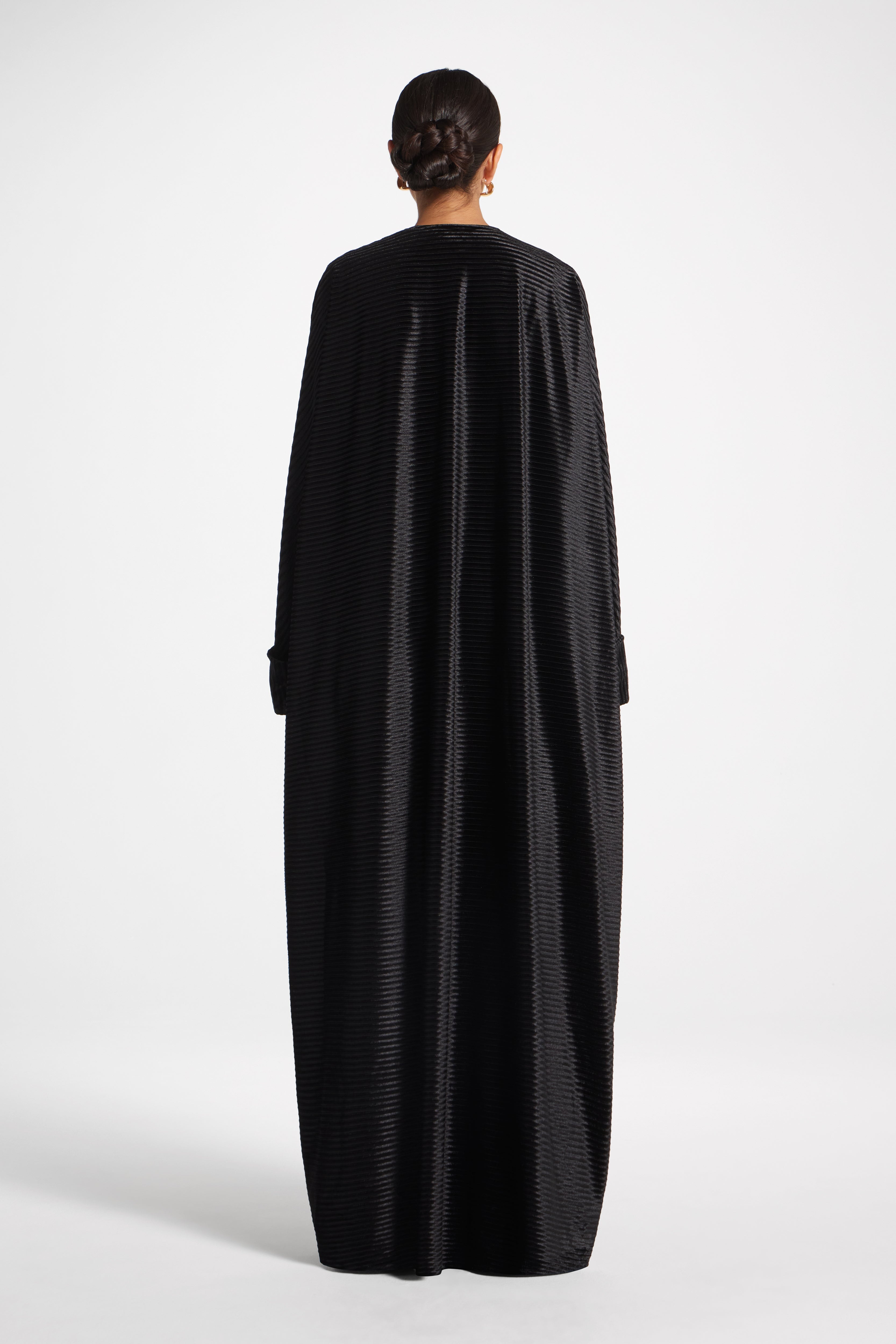 Velour Open Abaya - Black Abayas Veiled