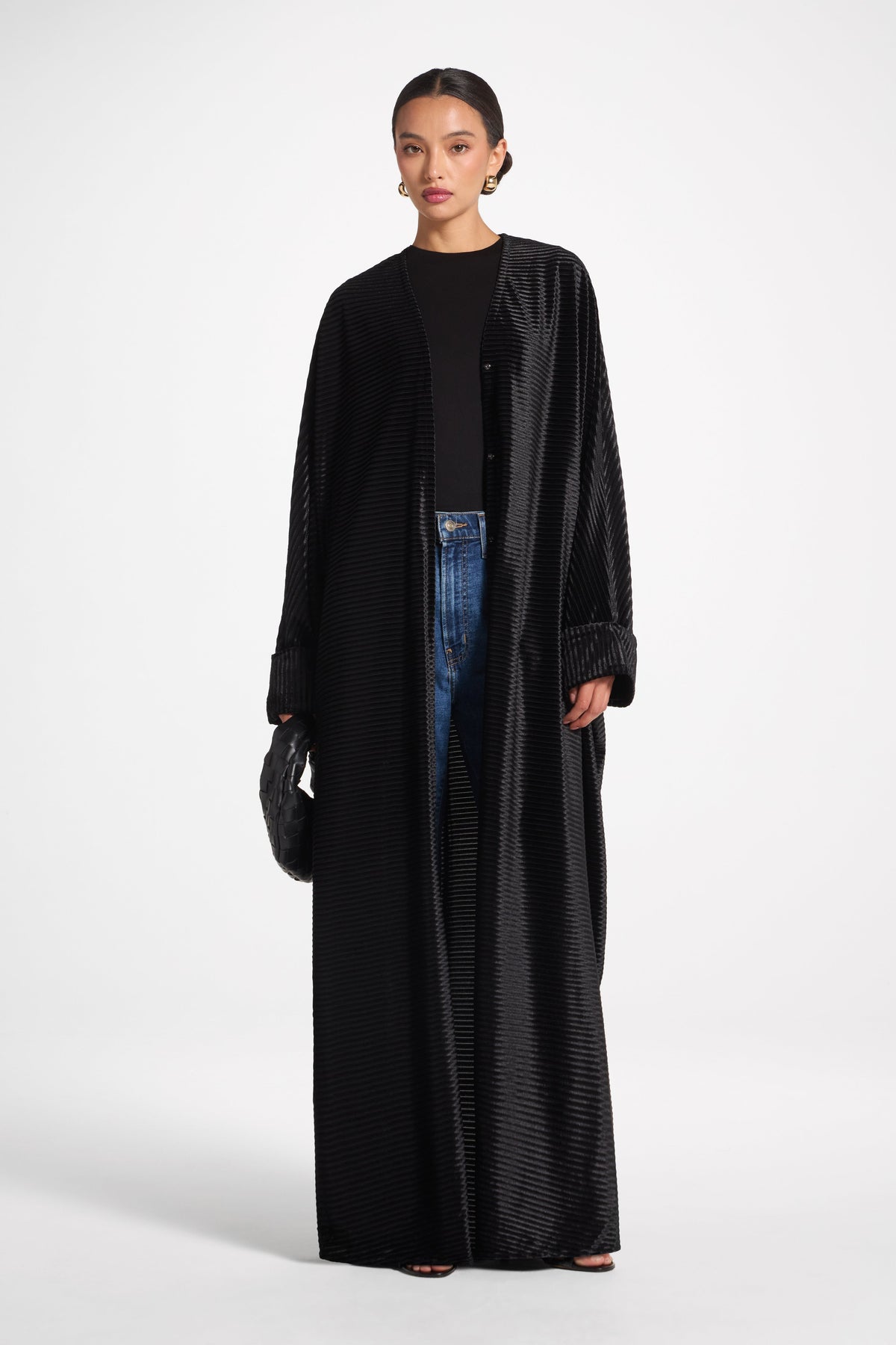 Velour Open Abaya - Black Abayas Veiled