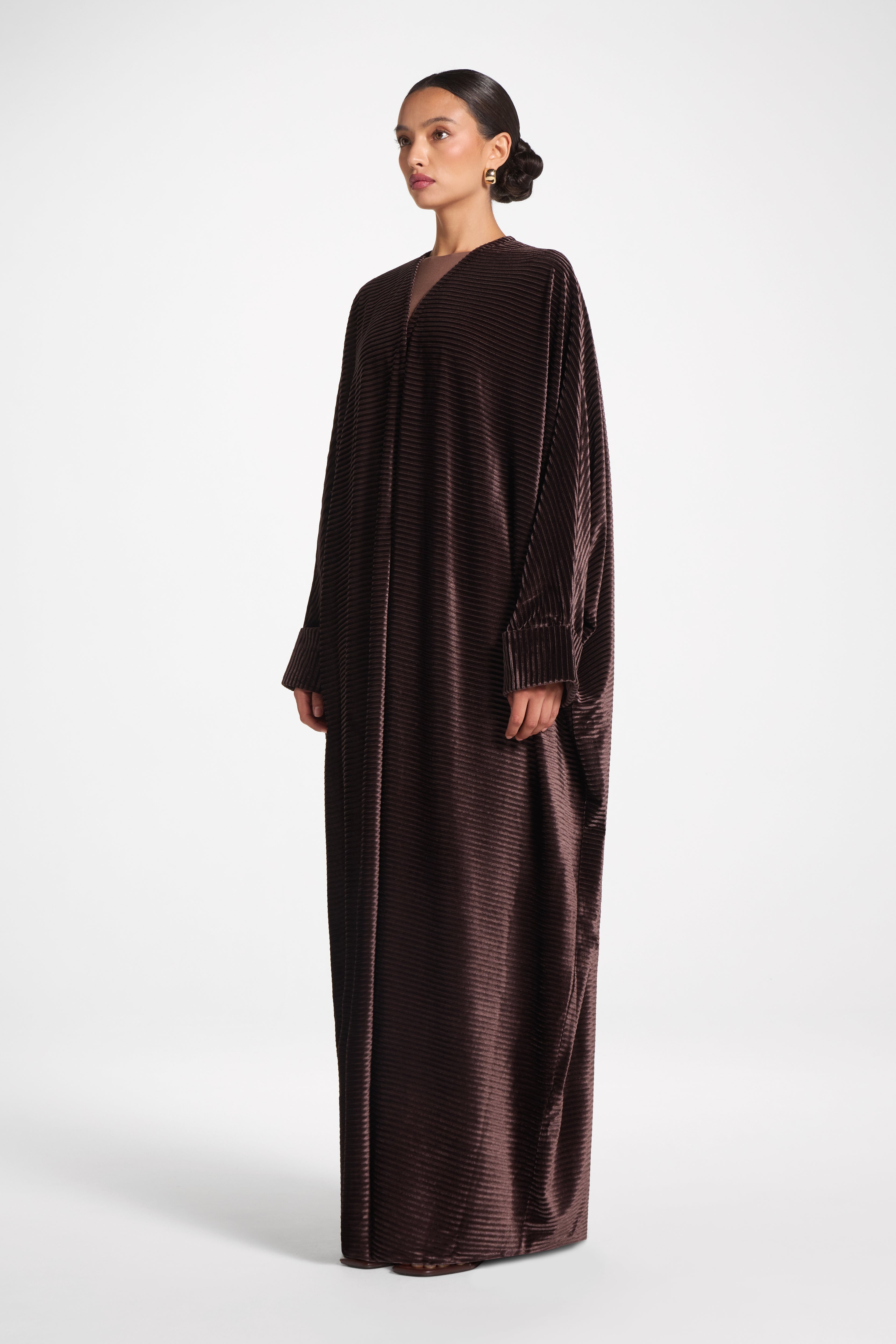 Velour Open Abaya - Coffee Quartz Abayas Veiled