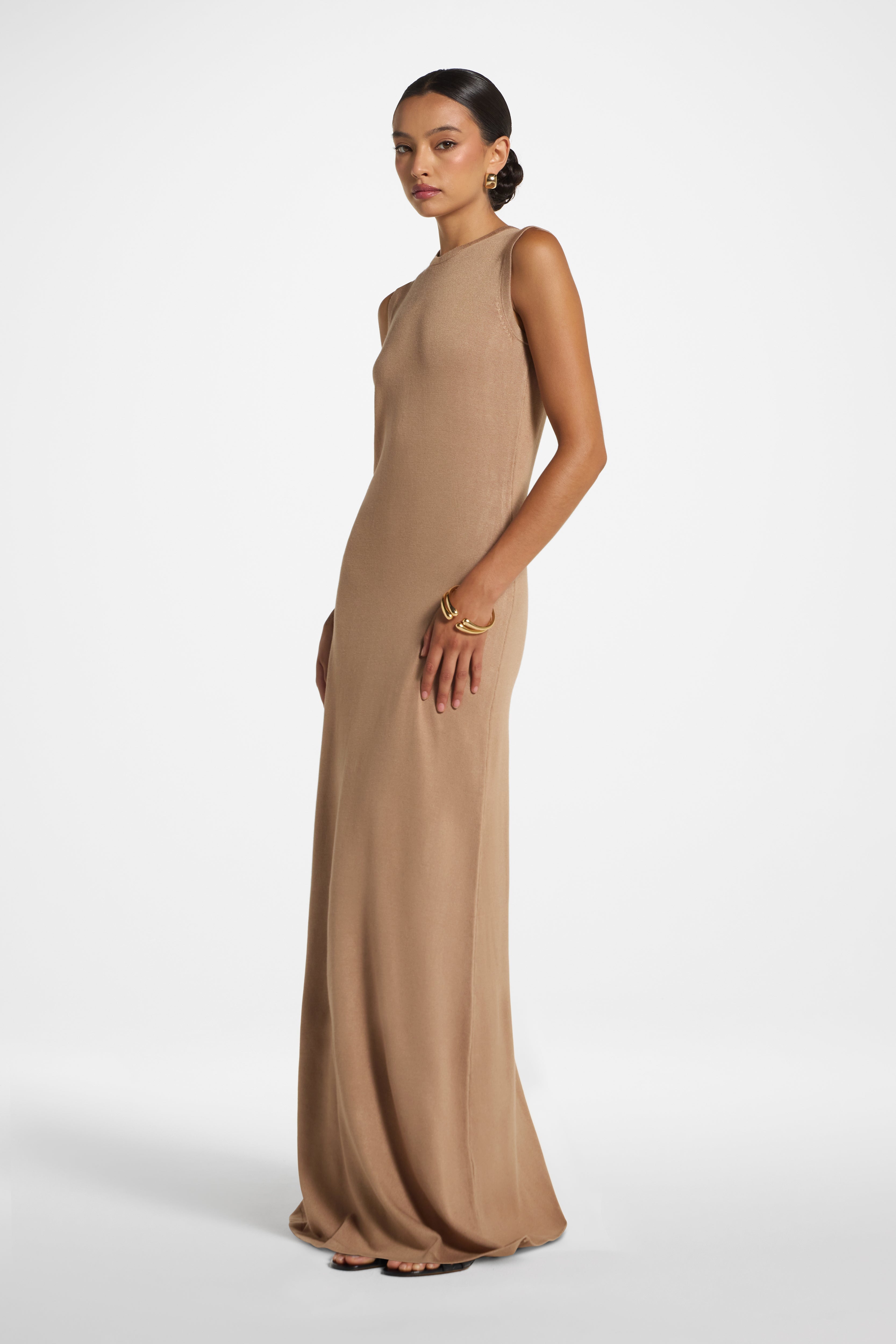 Viscose Knit Tank Dress - Taupe Dress Veiled