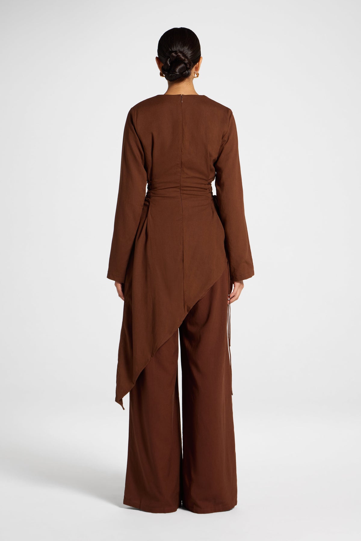 Viscose Linen Asymmetric Tunic - Chocolate Top Veiled