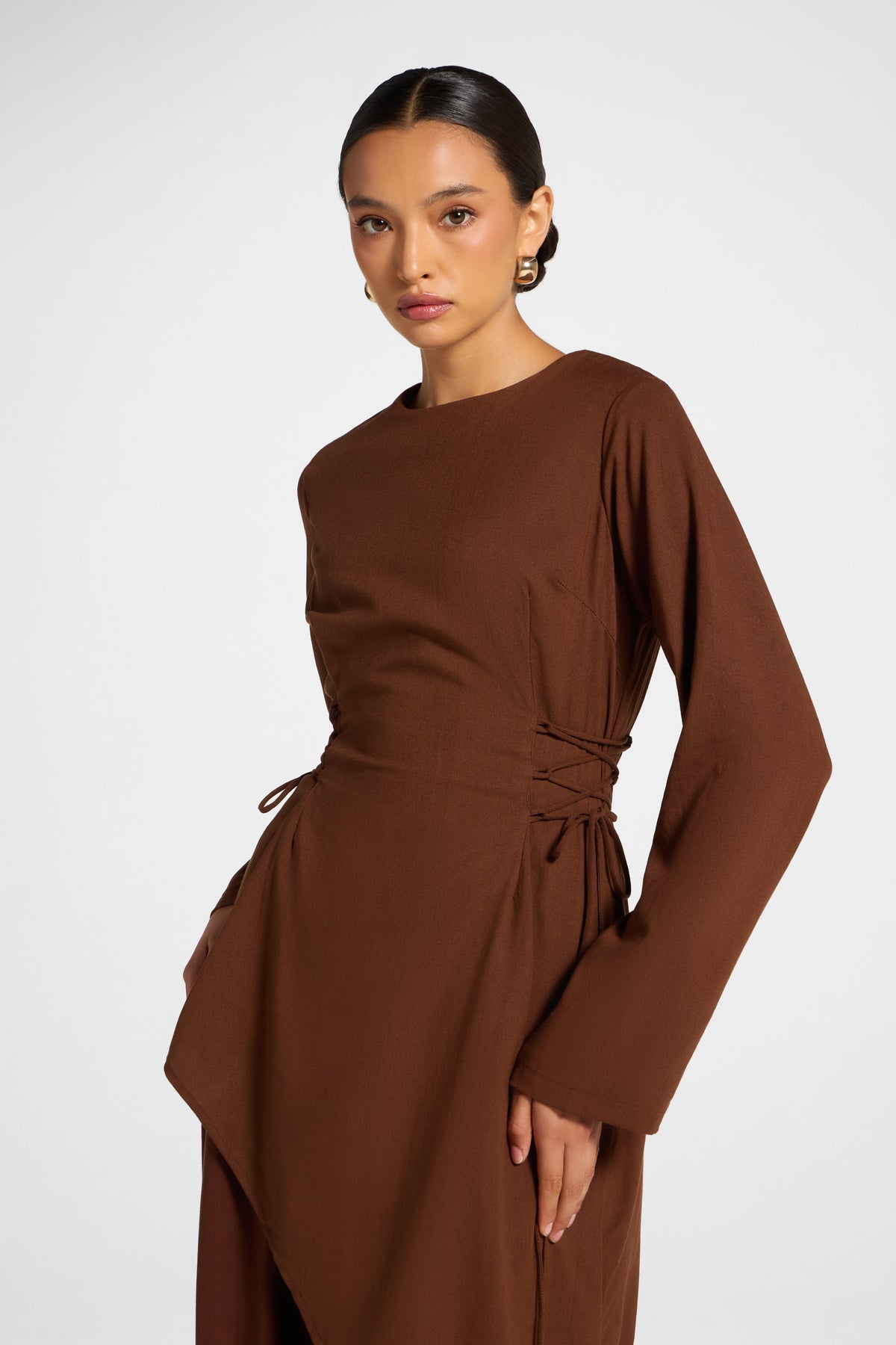Viscose Linen Asymmetric Tunic - Chocolate Top Veiled