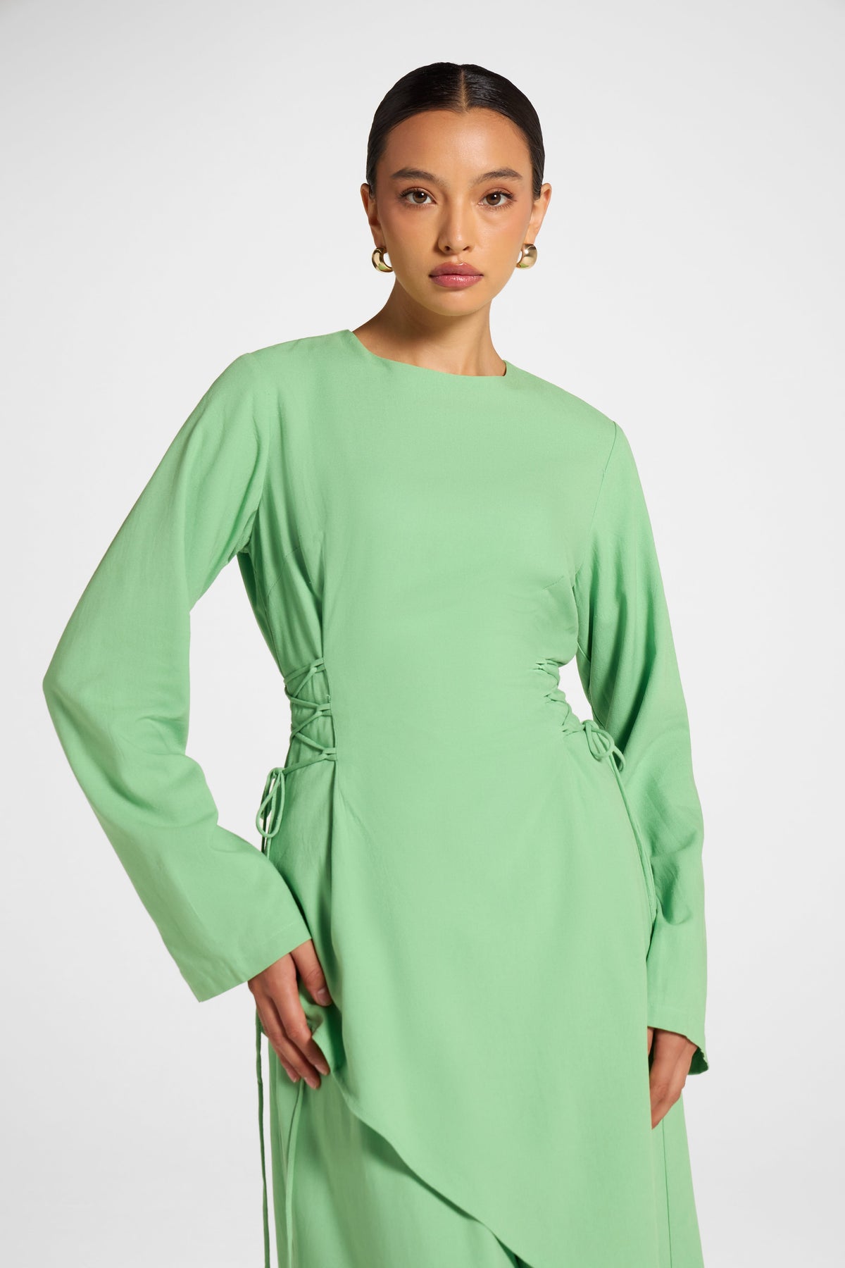 Viscose Linen Asymmetric Tunic - Lime Top Veiled