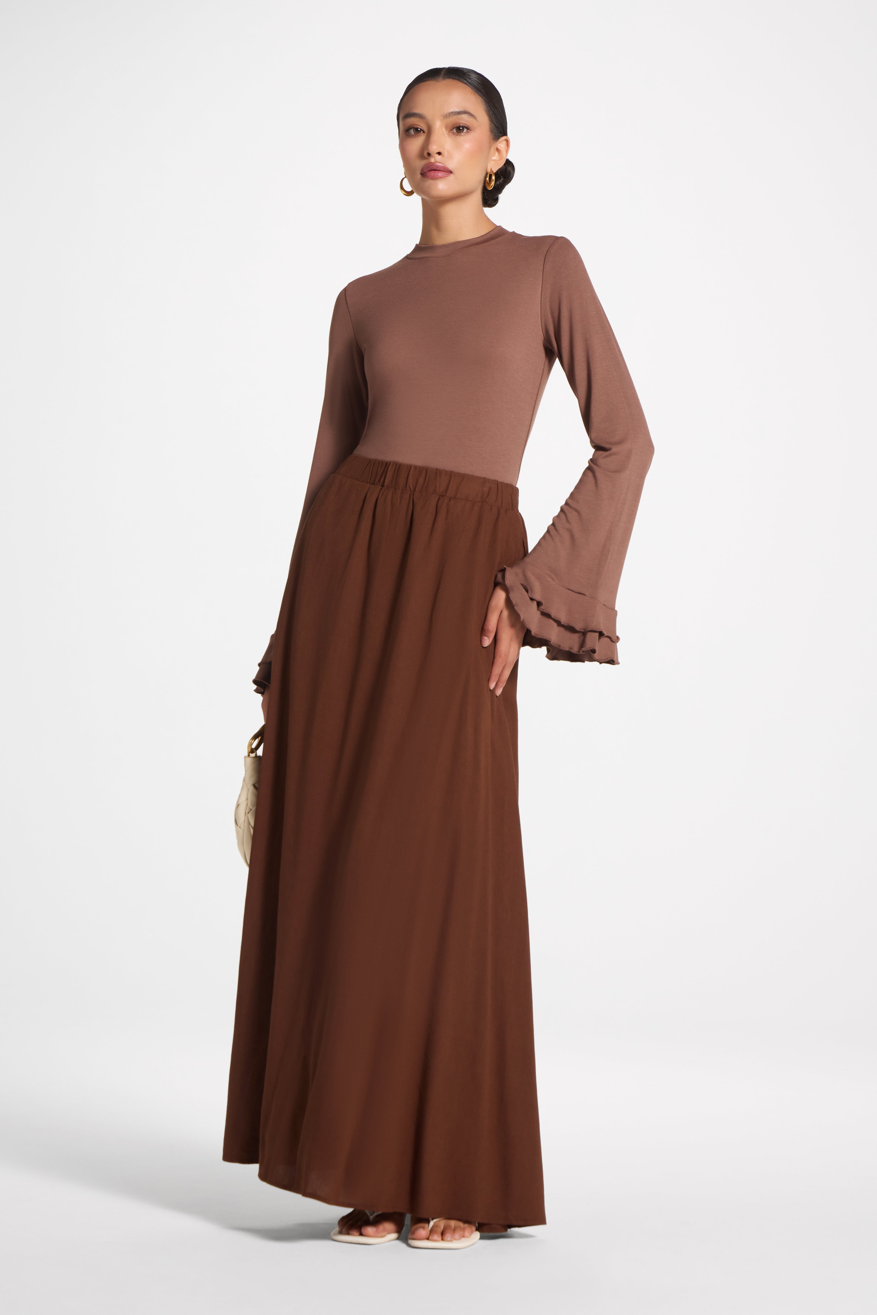 Viscose Linen Skirt - Chocolate Skirt Veiled