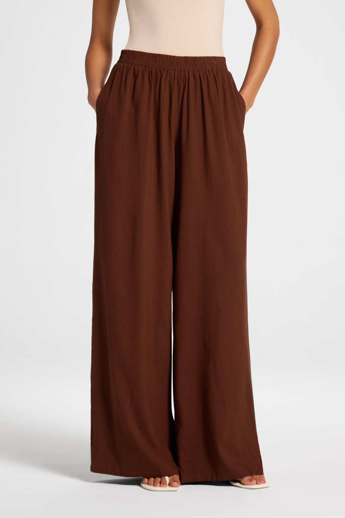 Viscose Linen Wide Leg Pant - Chocolate Pants Veiled