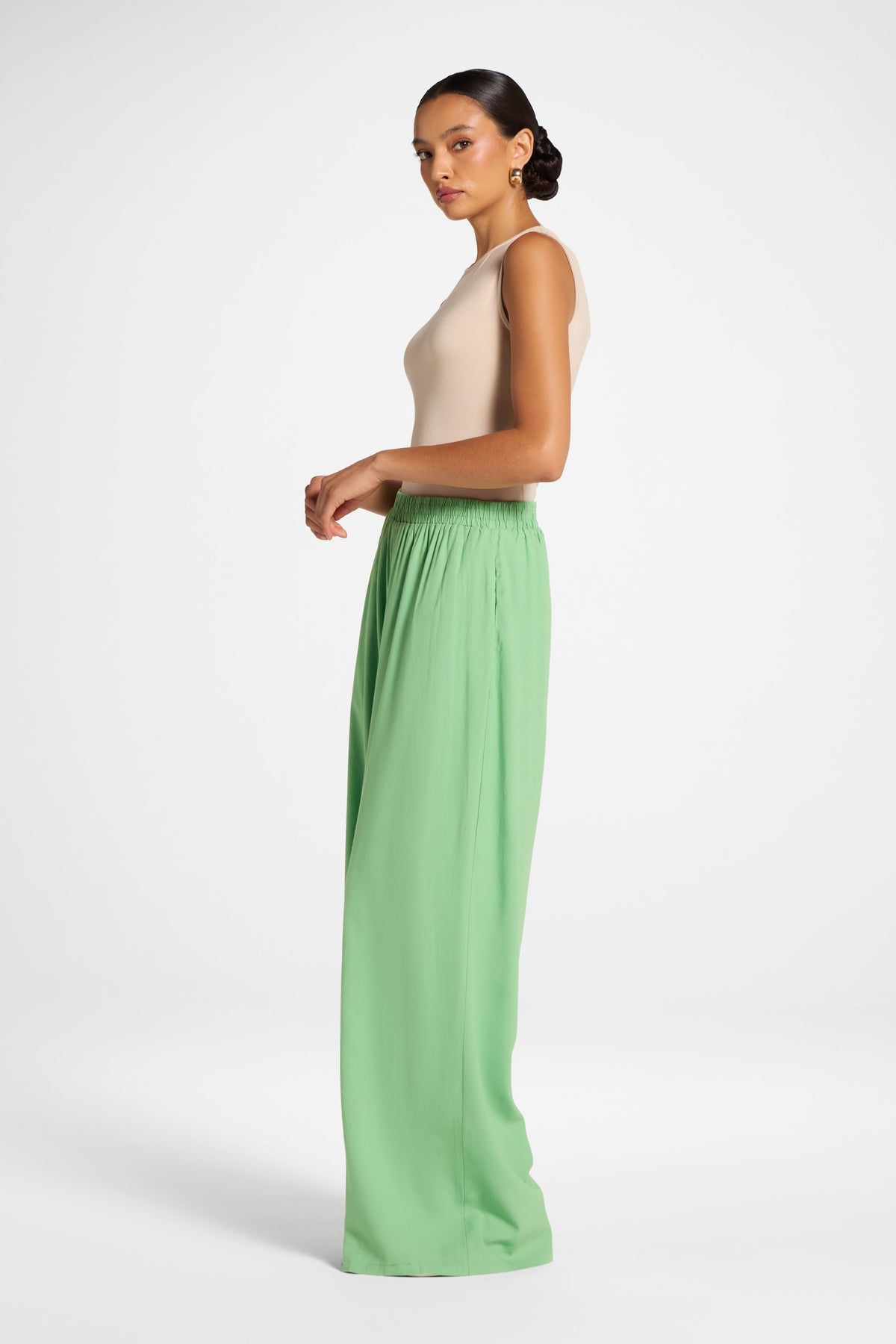 Viscose Linen Wide Leg Pant - Lime Pants Veiled