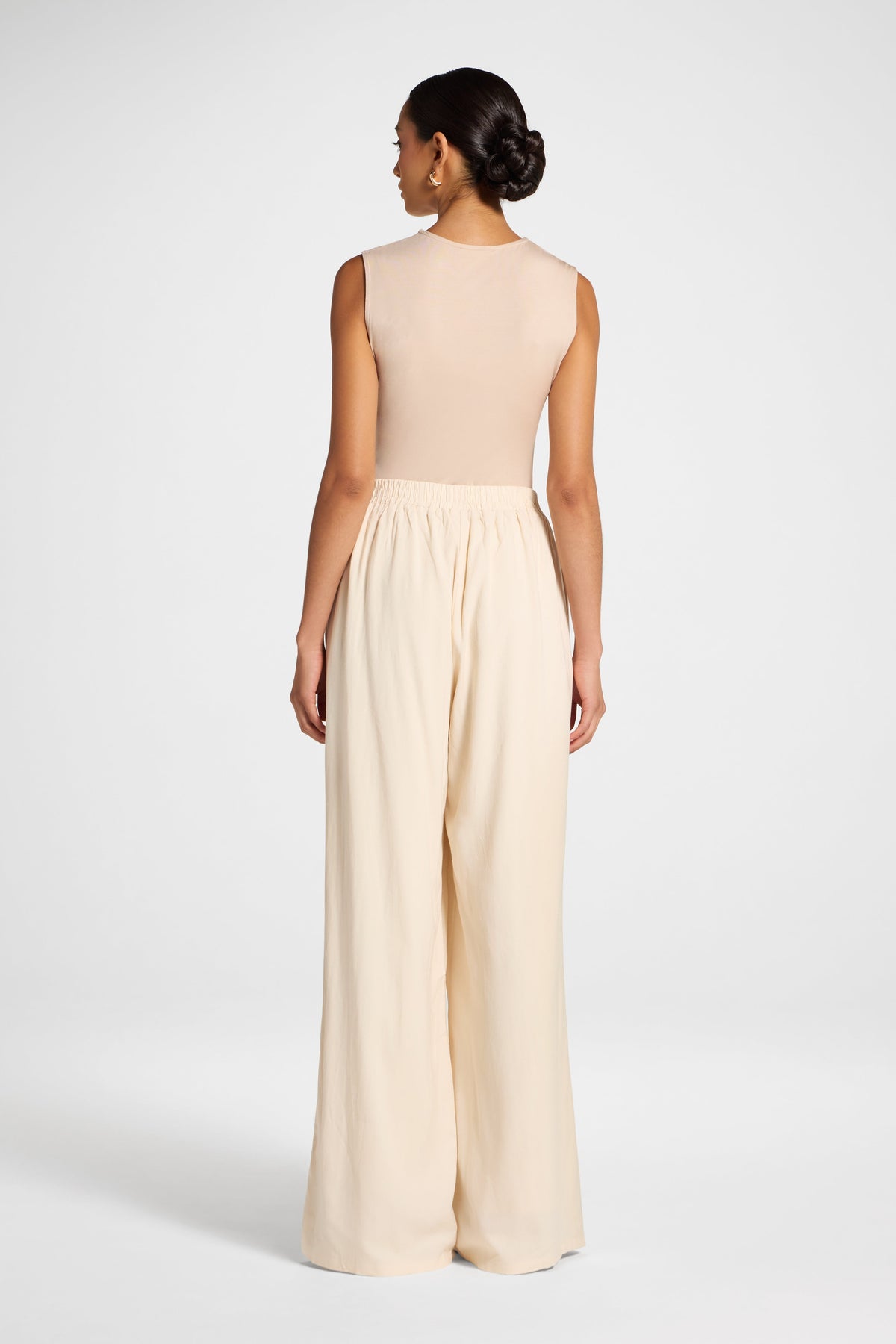 Viscose Linen Wide Leg Pant - Natural Pants Veiled