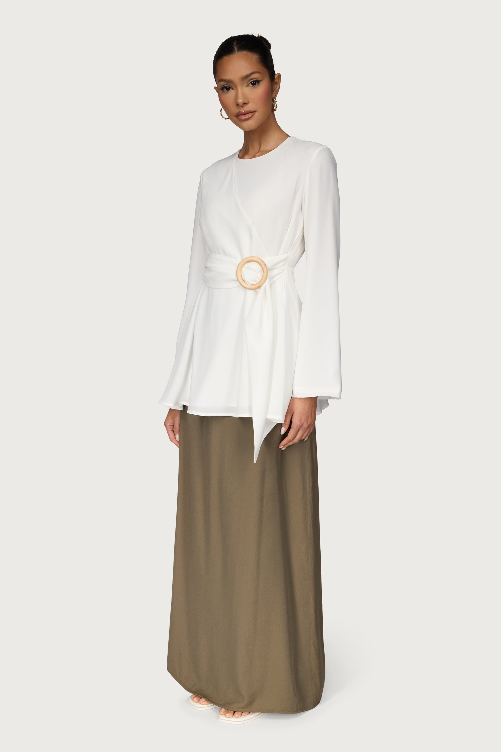 White Belted Top Dresses Veiled