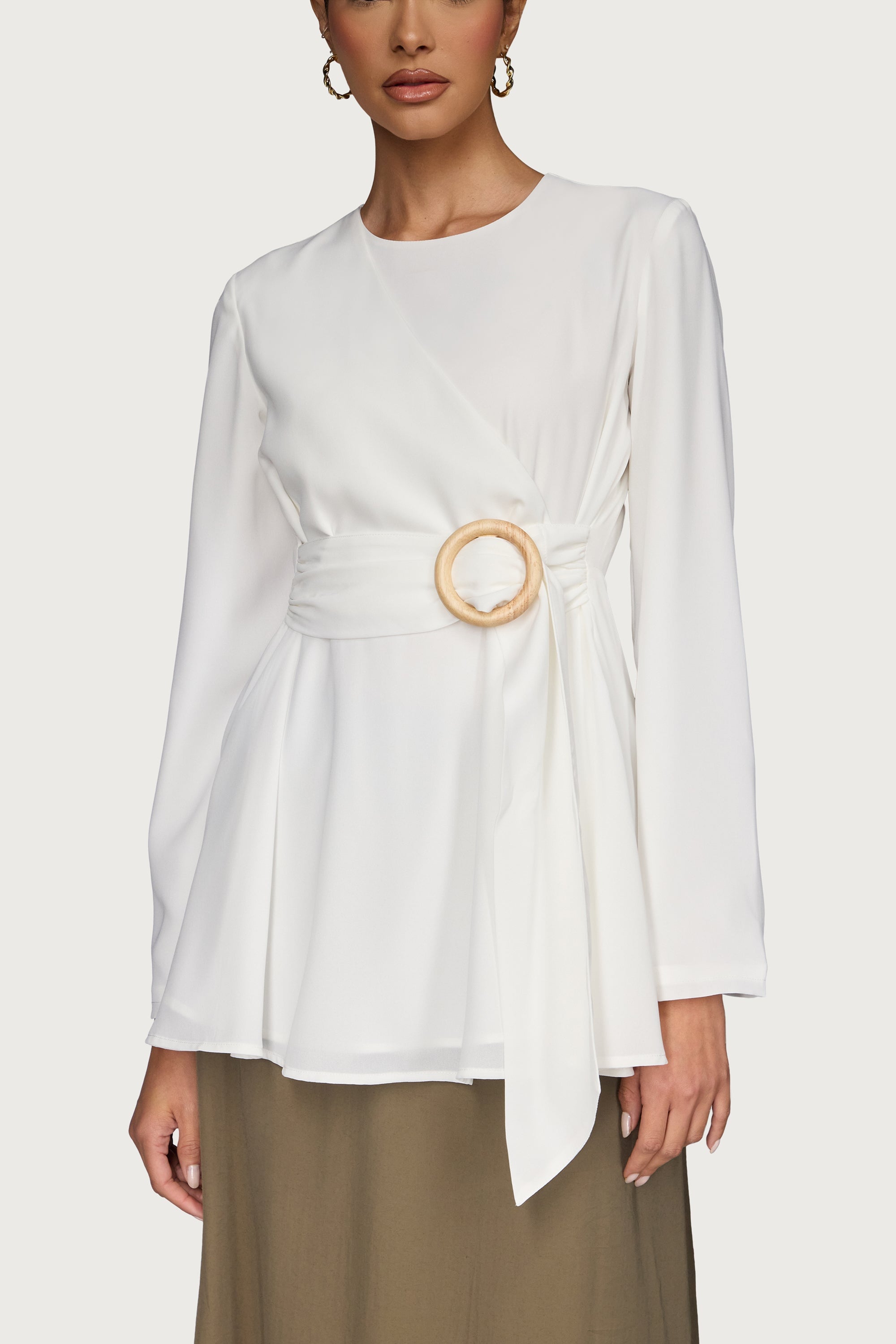 White Belted Top Dresses Veiled