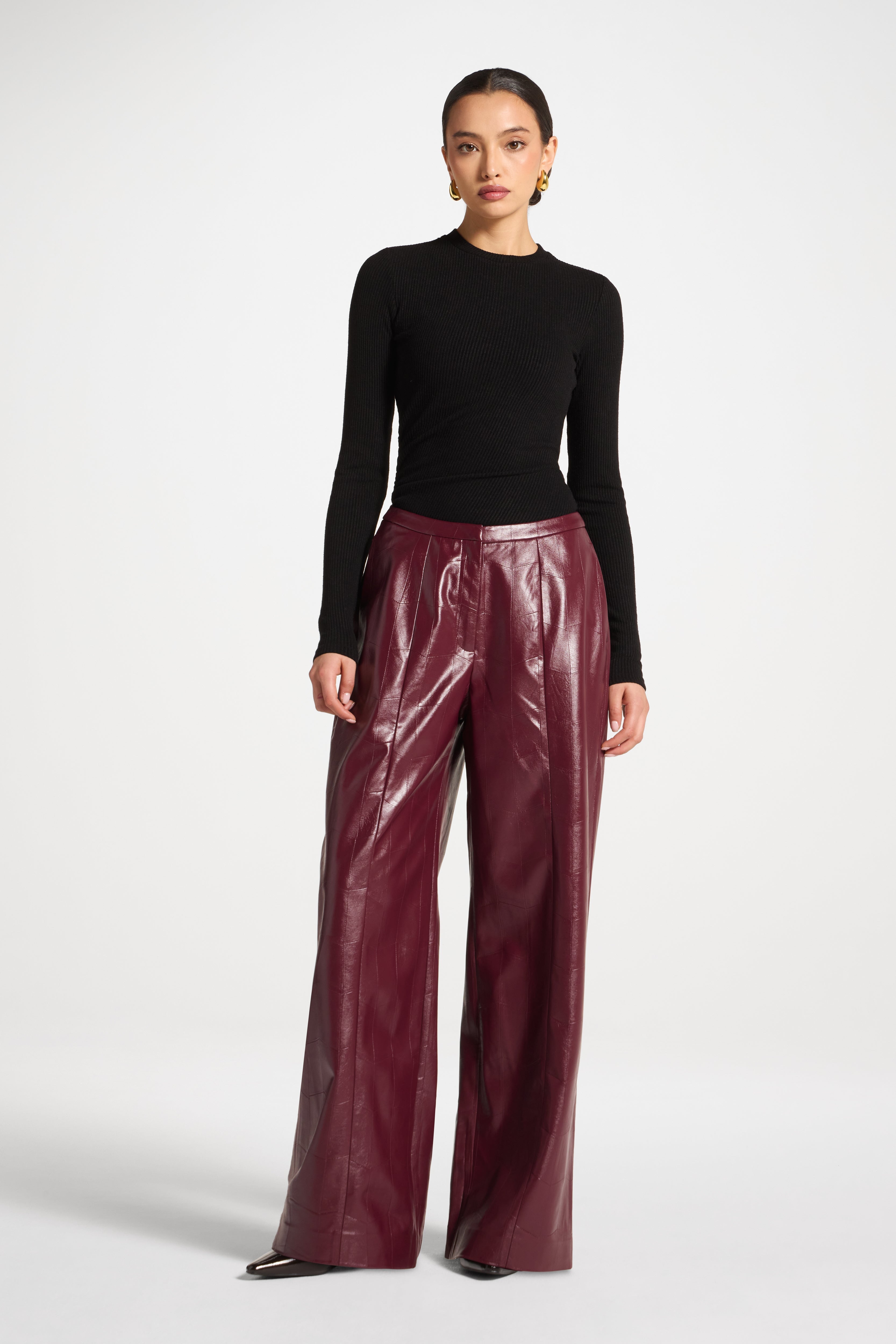 Wide Leg Leather Pants - Fig Abayas Veiled