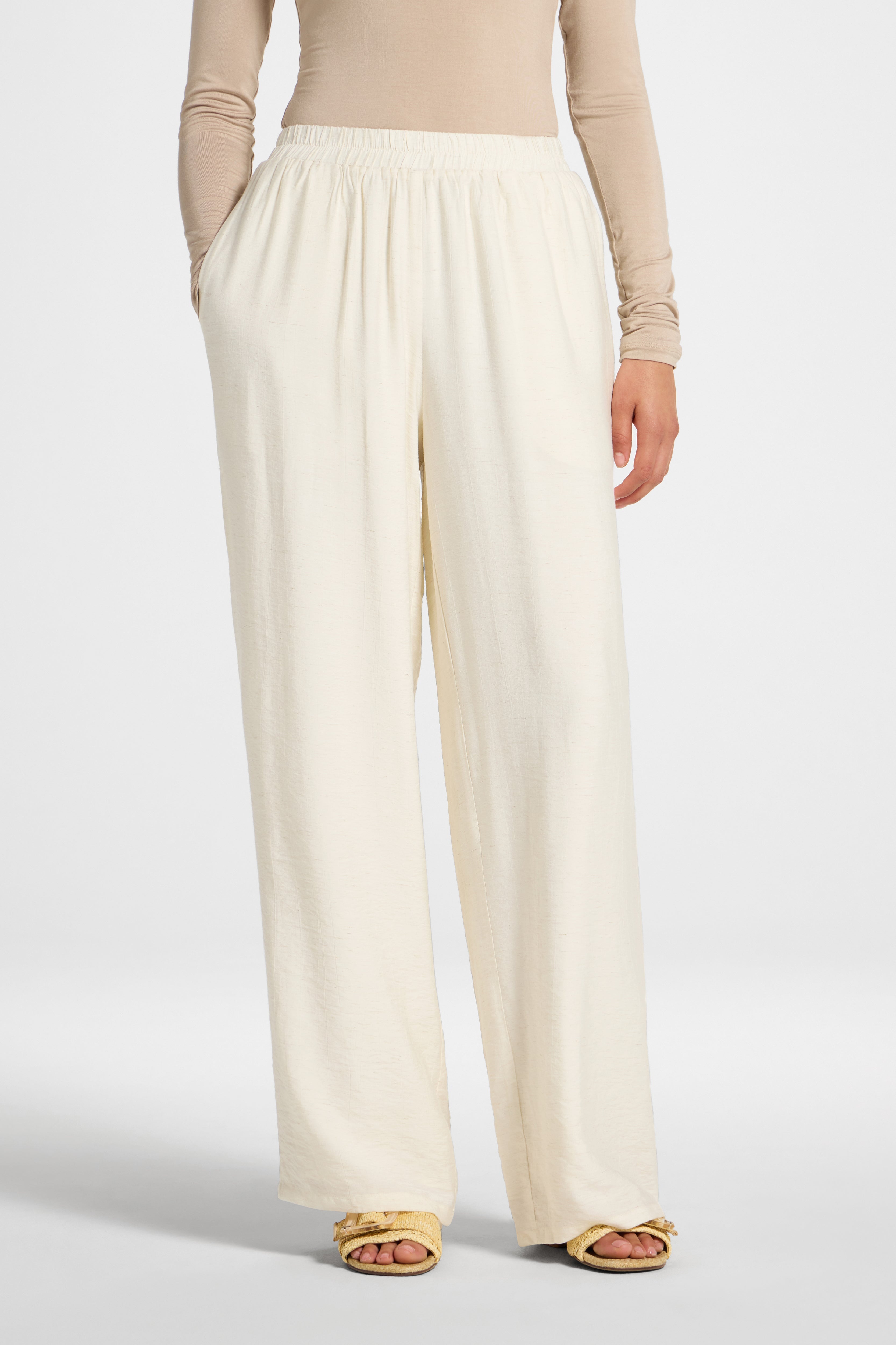 Wide Leg Pants - Heathered Ivory Abayas Veiled