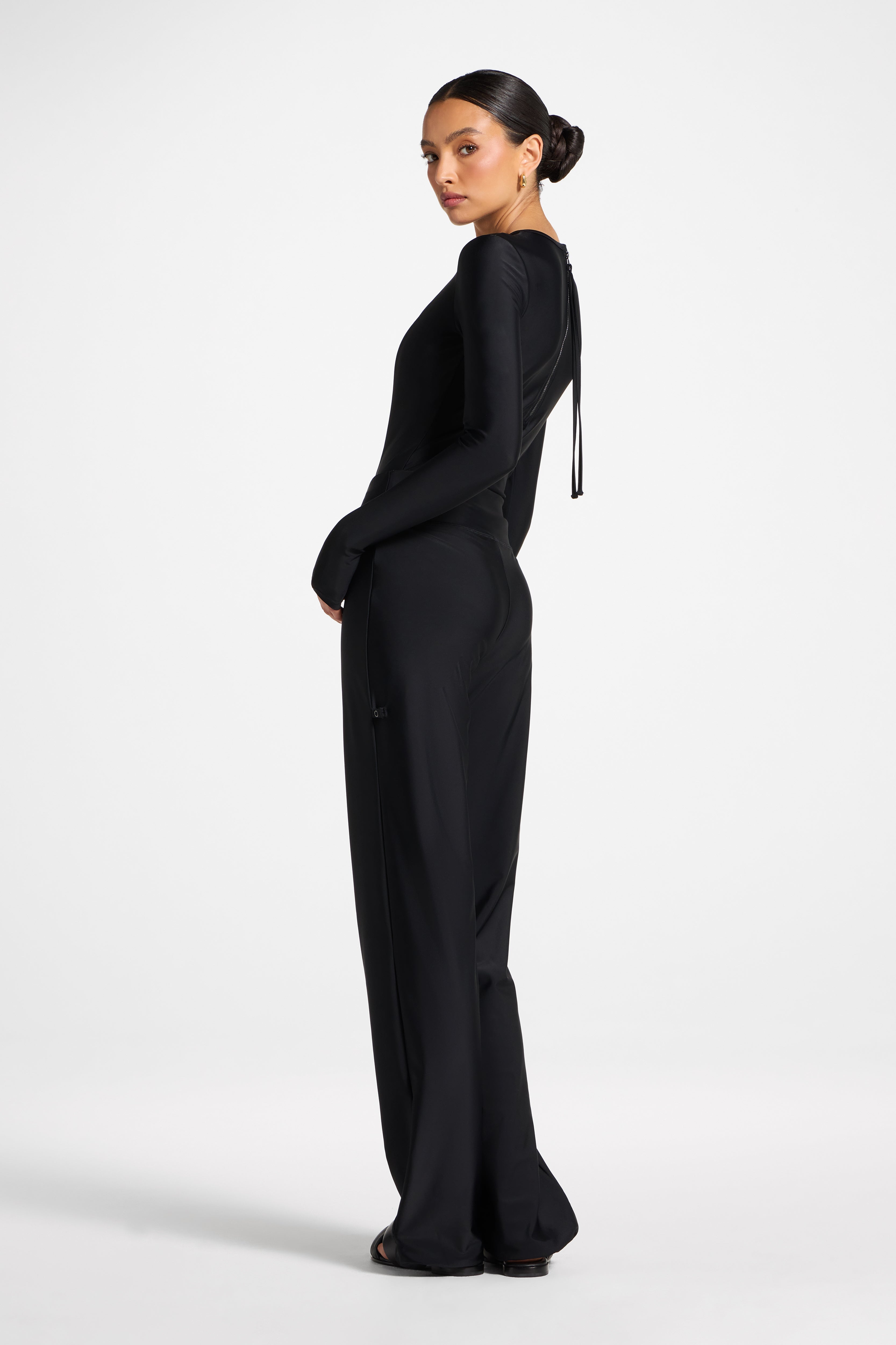 Wide Leg Swim Pants - Black Swim Veiled