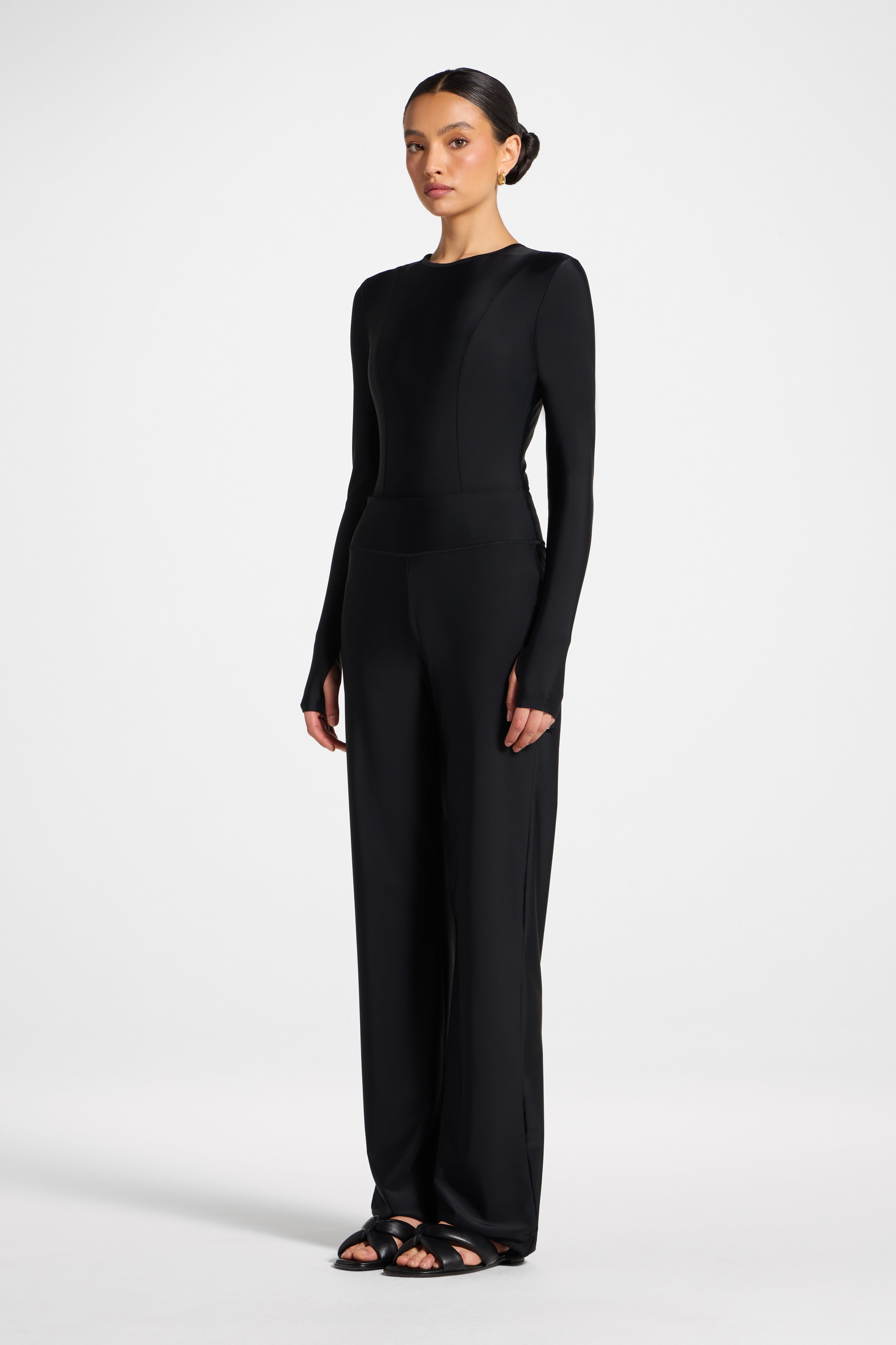 Wide Leg Swim Pants - Black Swim Veiled