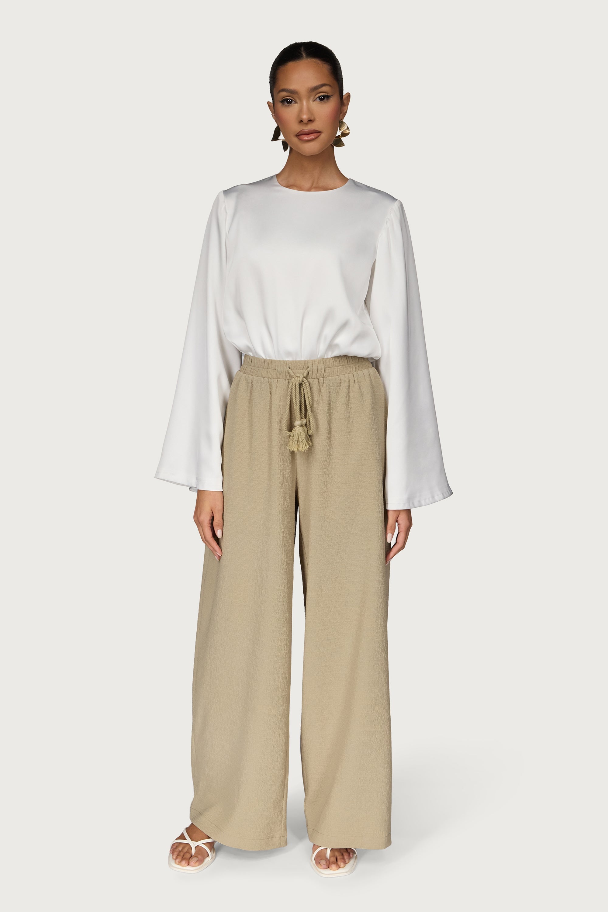 Wide Leg Tassel Pants Dresses Veiled