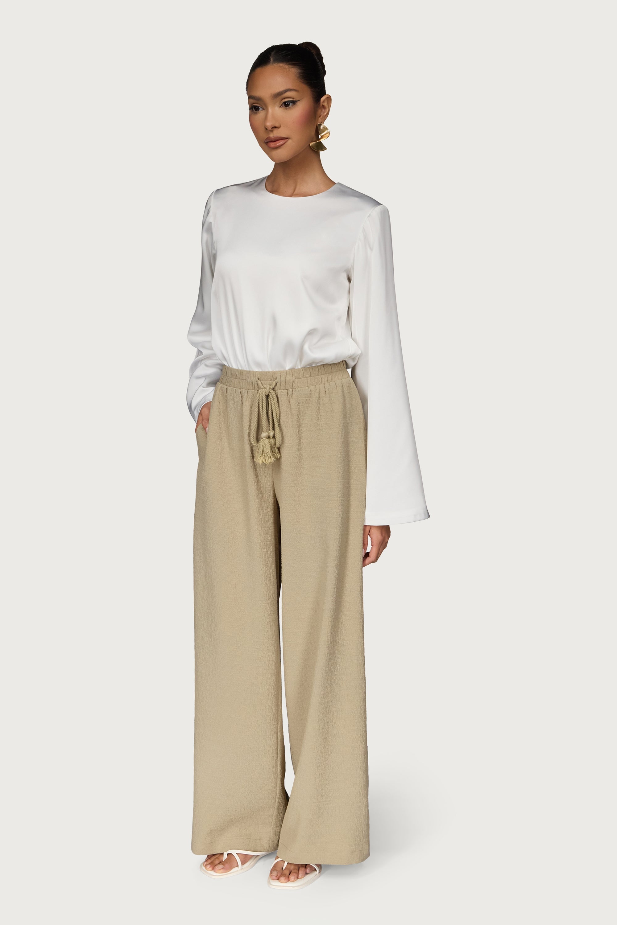 Wide Leg Tassel Pants Dresses Veiled