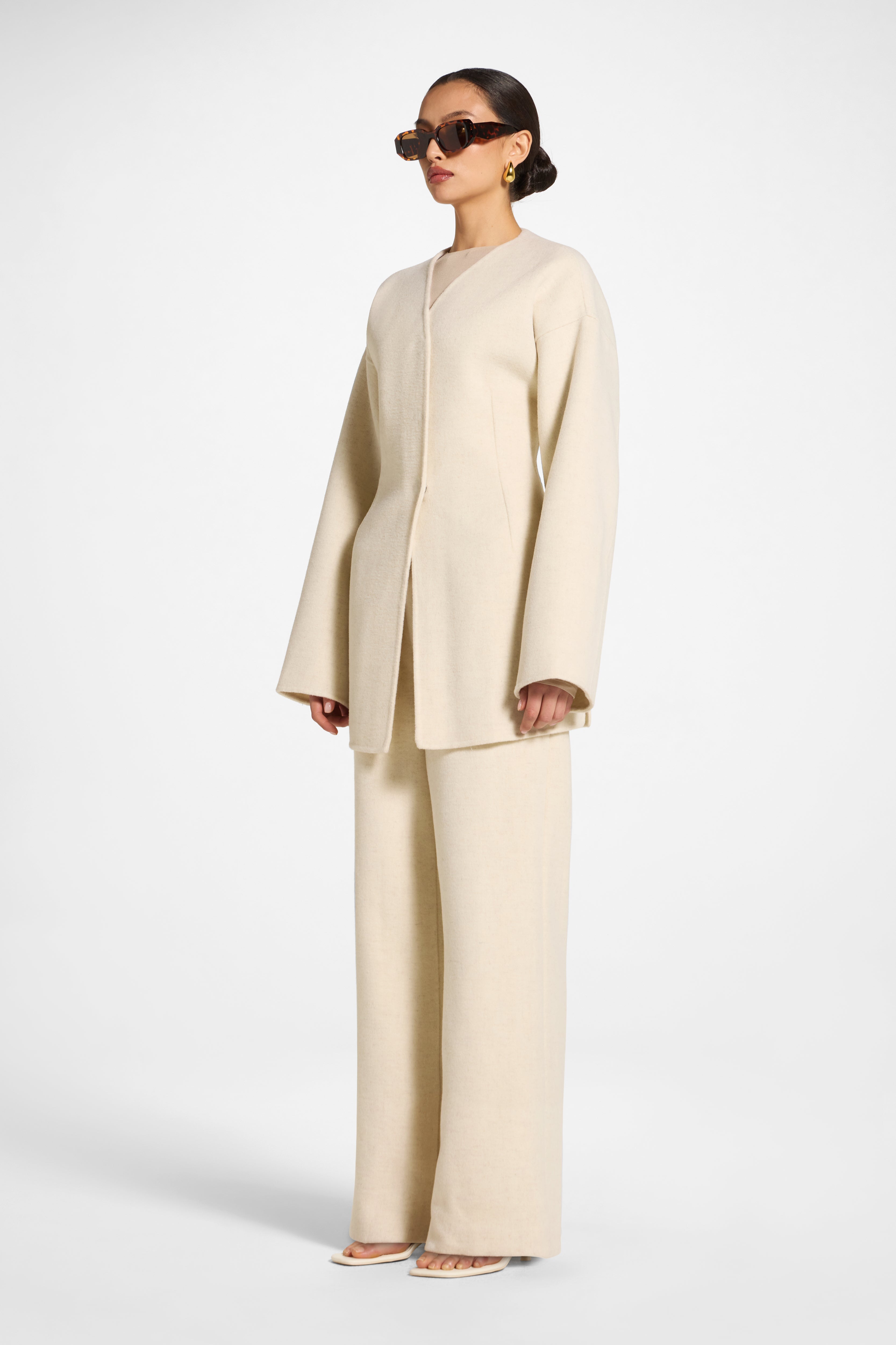 Wool Cinch Jacket - Beige Abayas Veiled