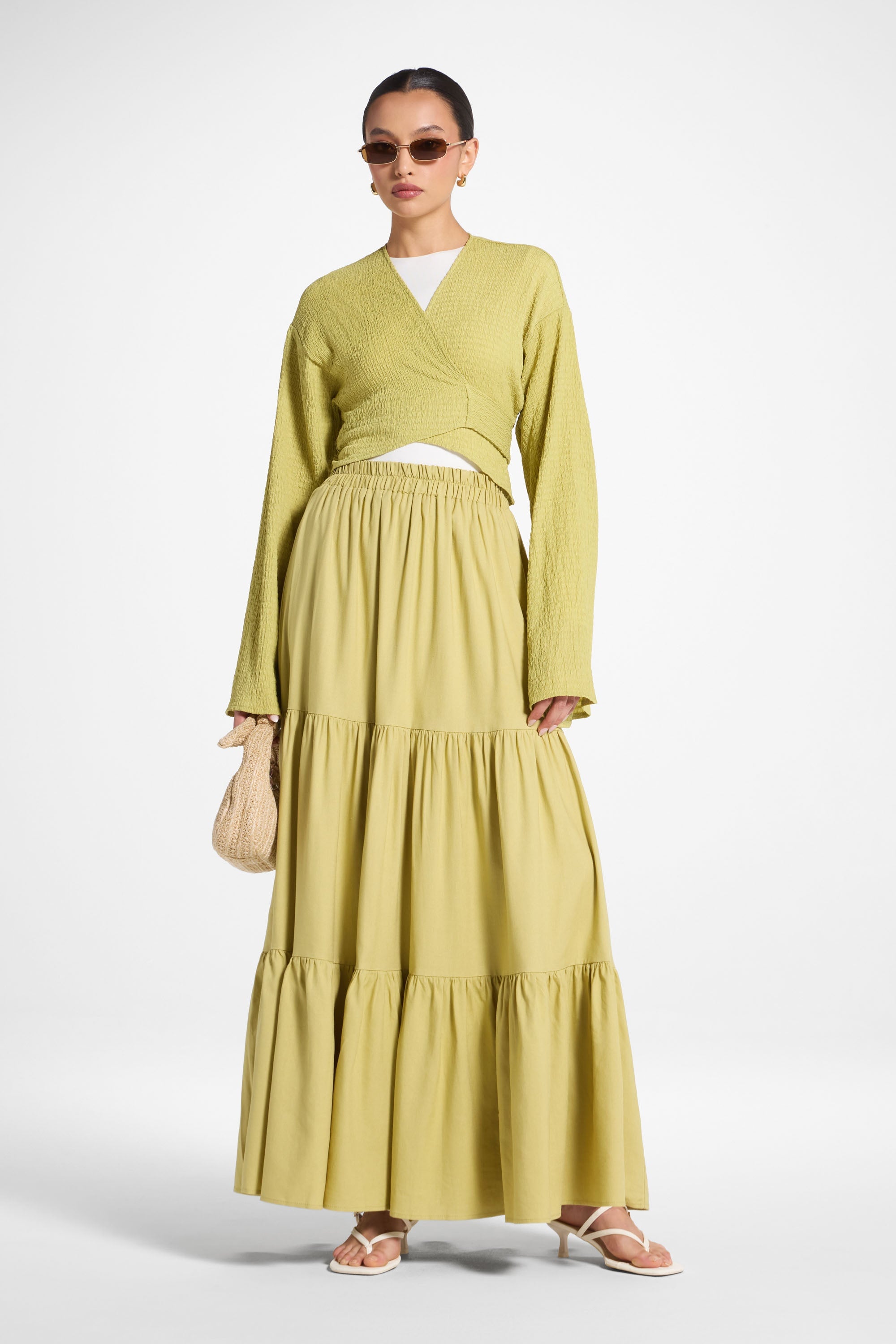 Wrap Tie Cardigan Top - Citron Abayas Veiled