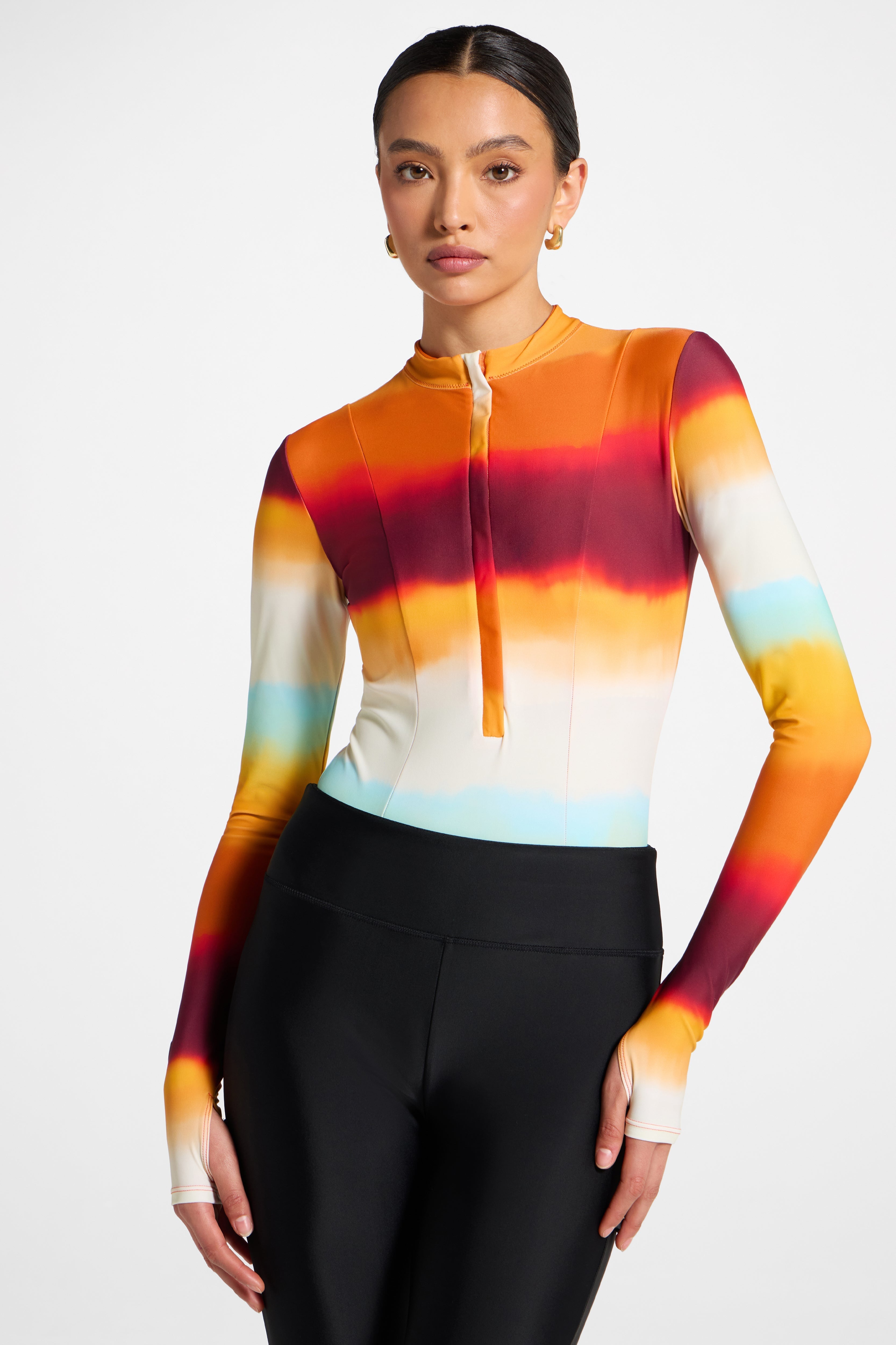 Wrap Two Piece Swimsuit & Skirt Set - Sunset Ombre Swim Veiled