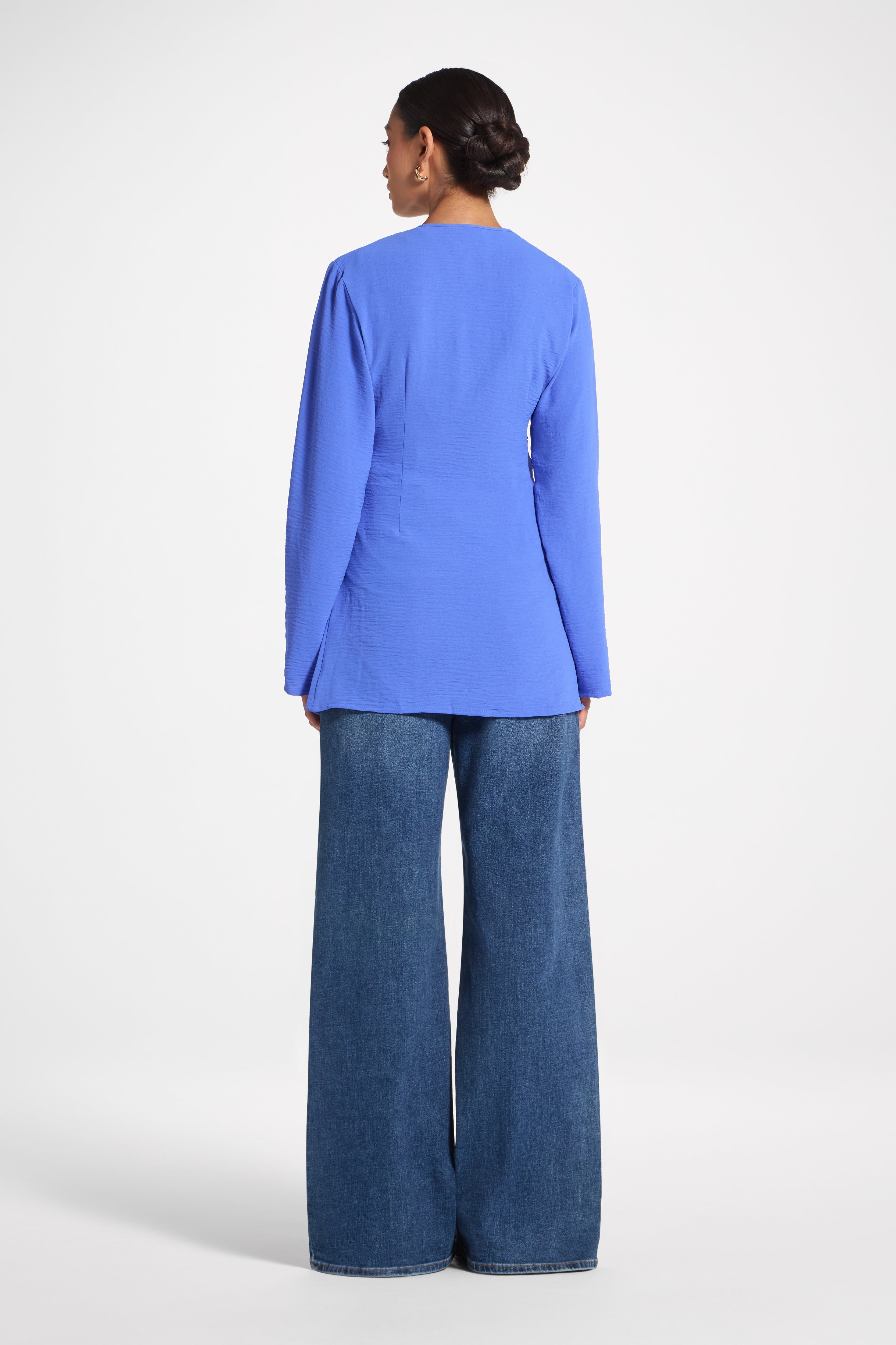 Wrinkle Tie Front Top - Ultramarina Veiled