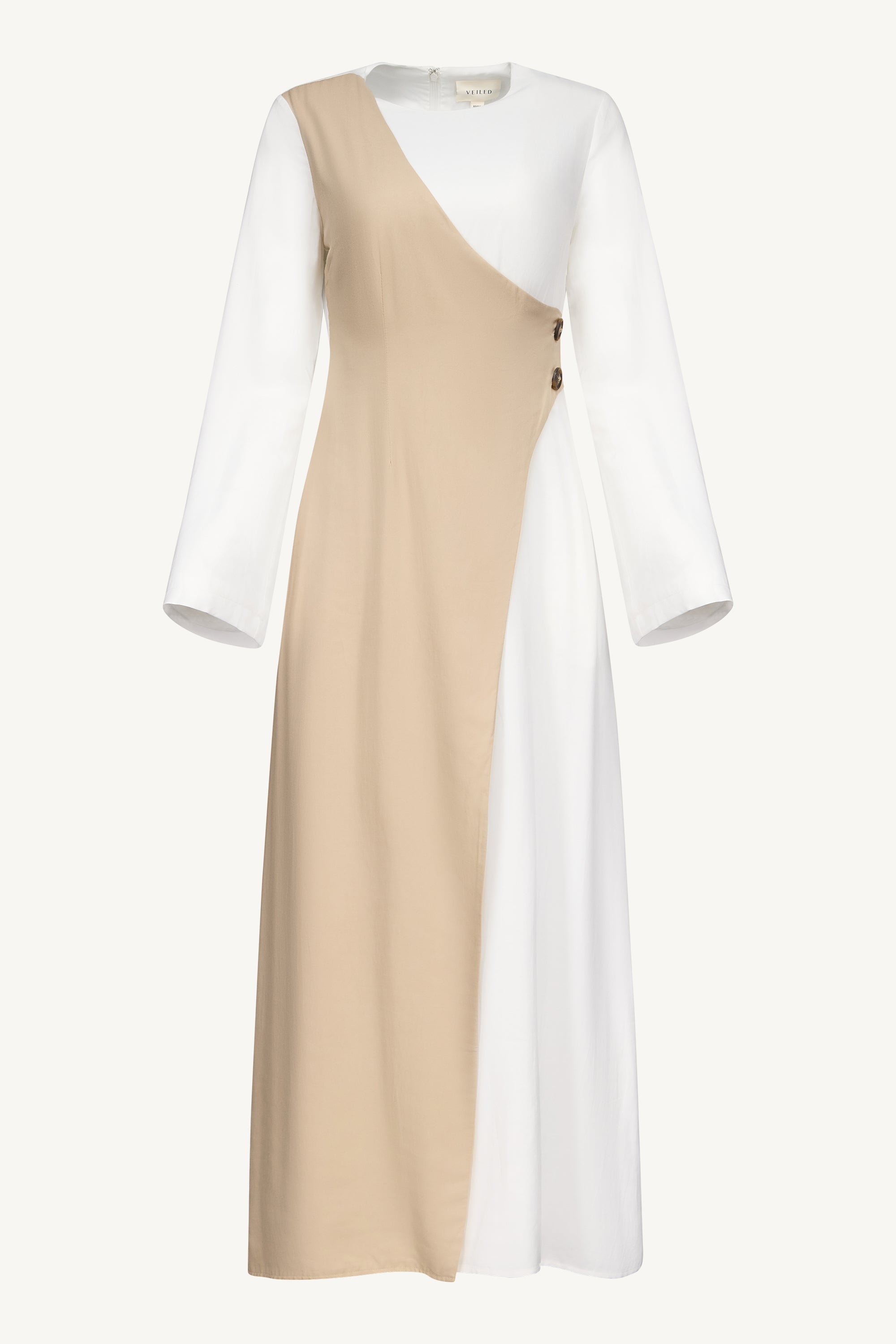Yumna Contrast Wrap Maxi Dress - Sand Dune Dresses Veiled