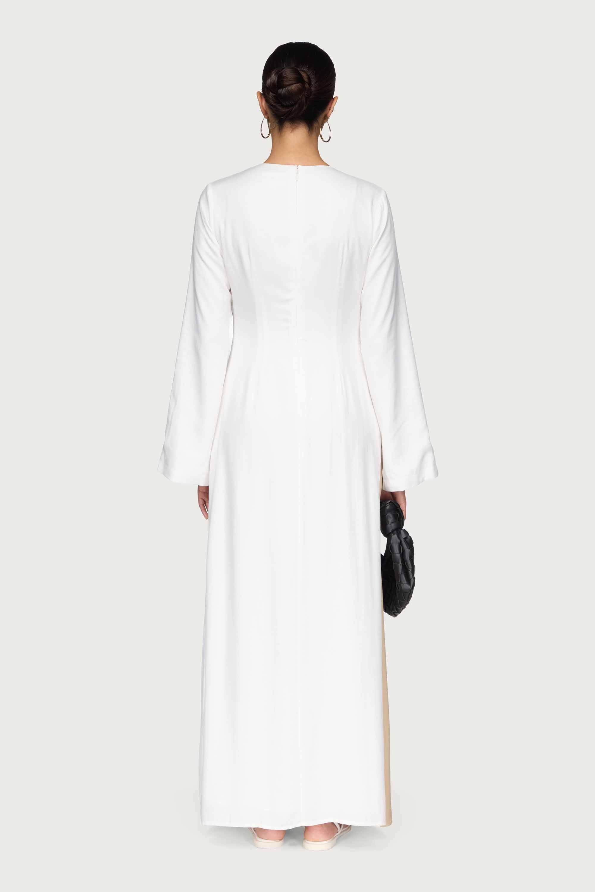 Yumna Contrast Wrap Maxi Dress - Sand Dune Dresses Veiled