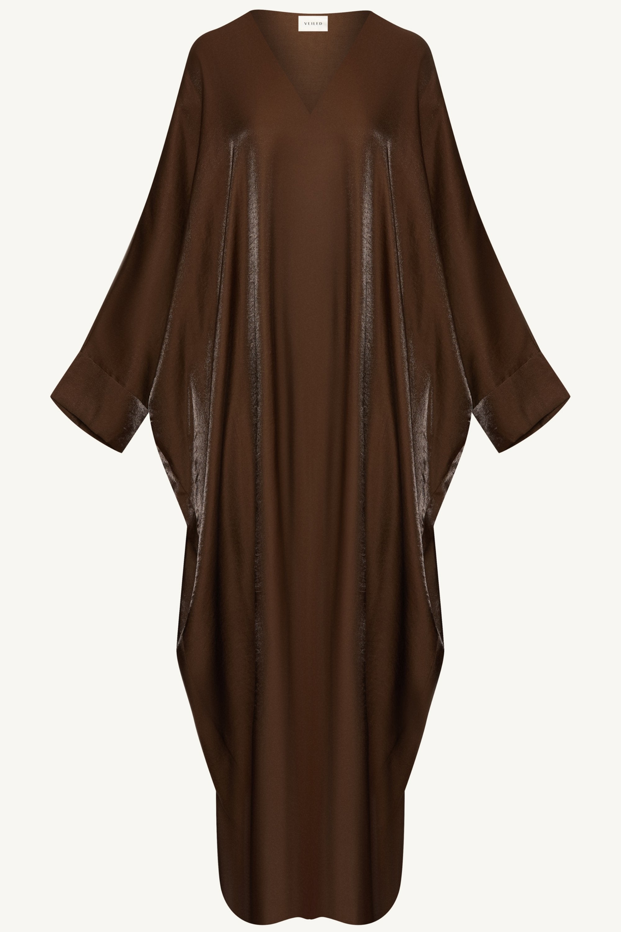 Zara Satin Open Abaya - Chocolate Abayas Veiled