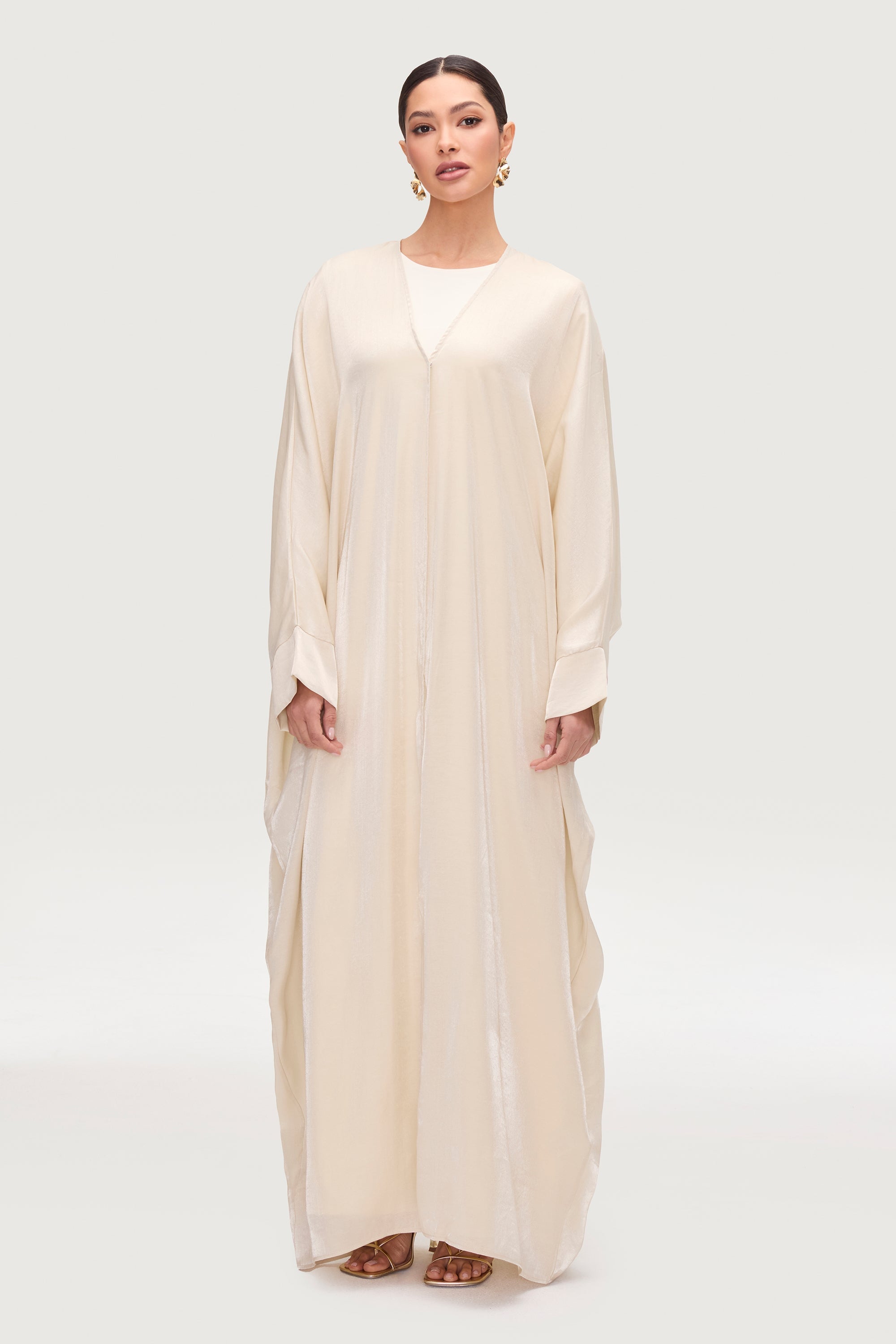 Zara Satin Open Abaya - Moonlight Abayas Veiled
