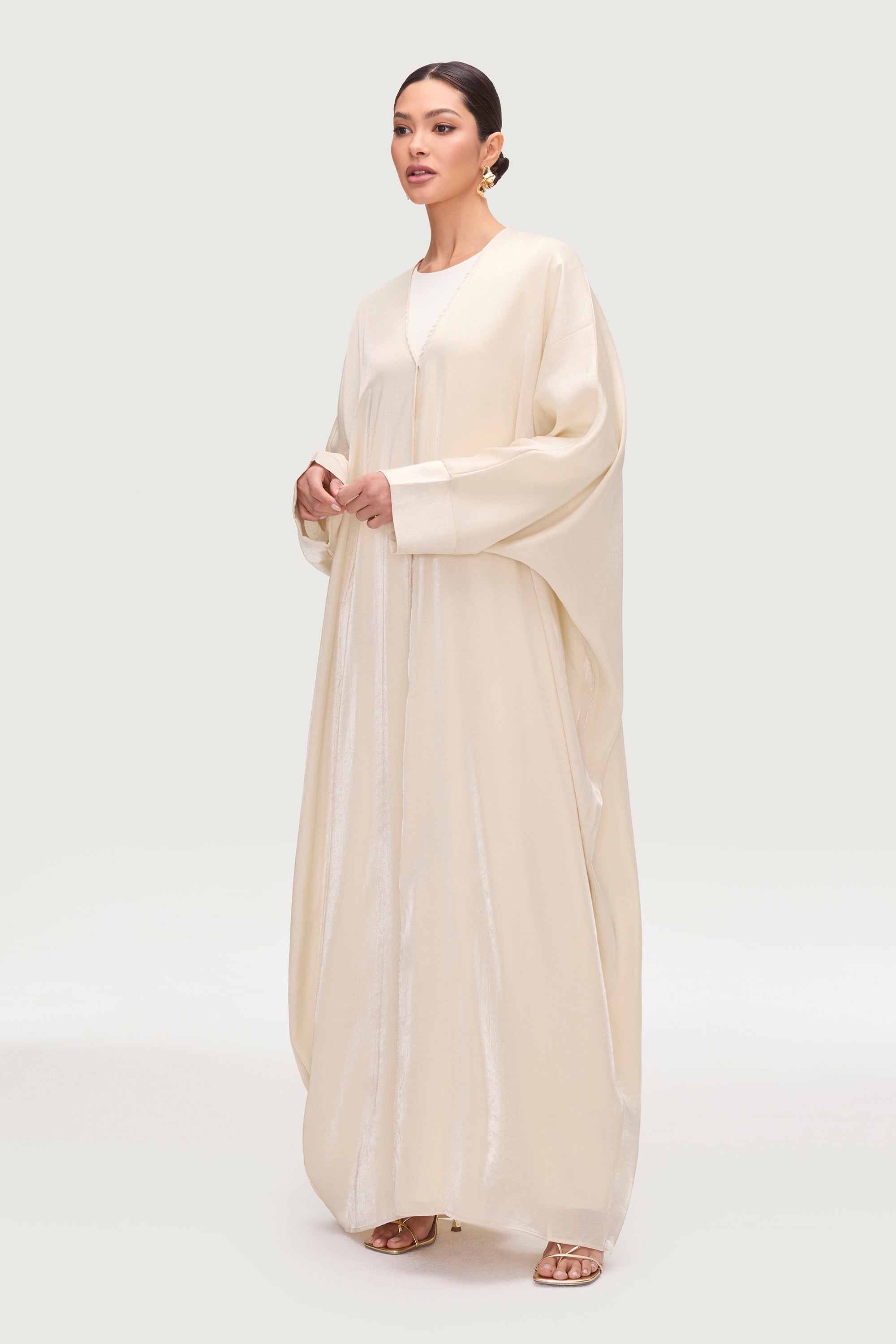 Zara Satin Open Abaya - Moonlight Abayas Veiled