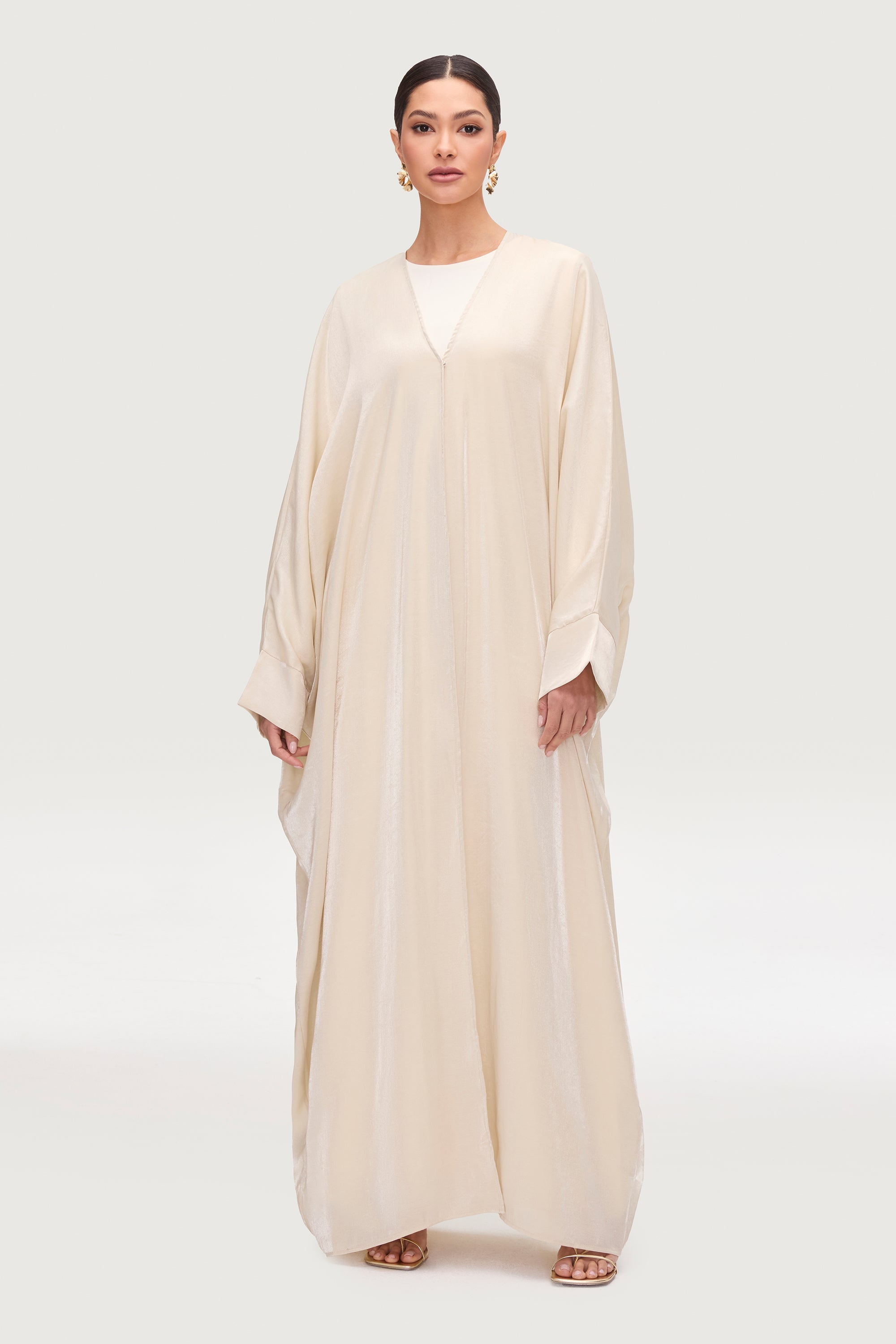 Zara Satin Open Abaya - Moonlight Abayas Veiled
