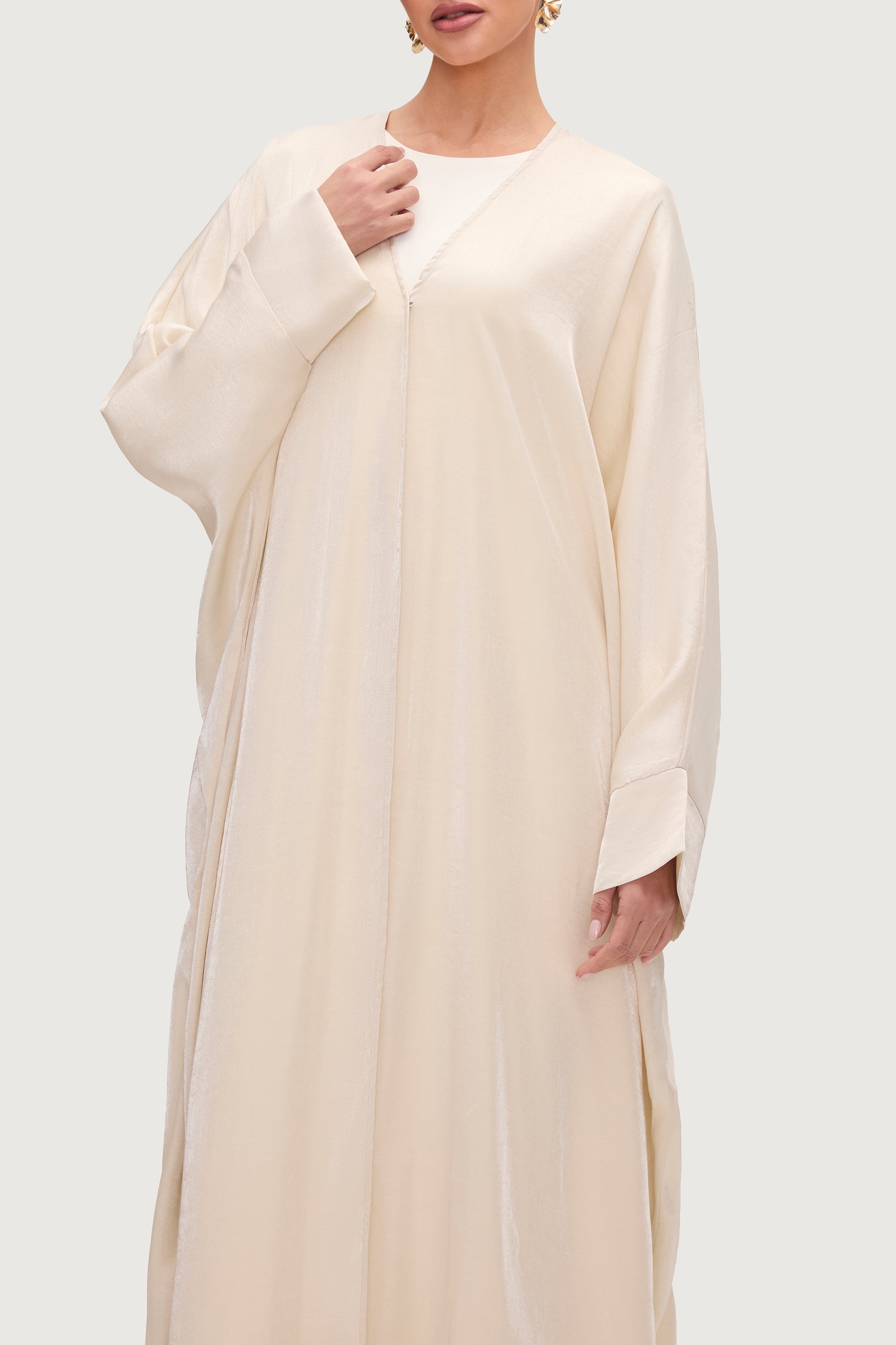 Zara Satin Open Abaya - Moonlight Abayas Veiled