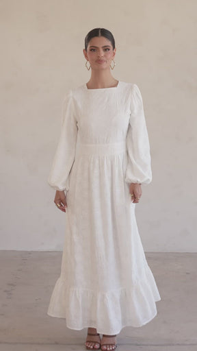 Emilie White Floral Maxi Dress