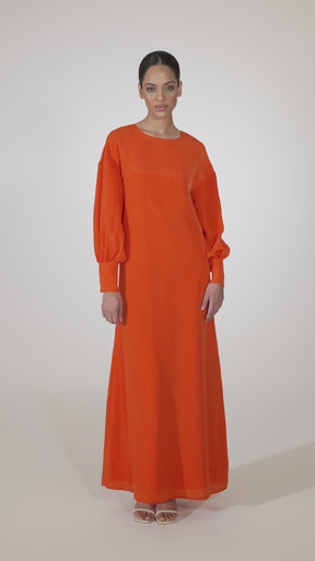 Madina Textured Maxi Dress - Scarlet Orange