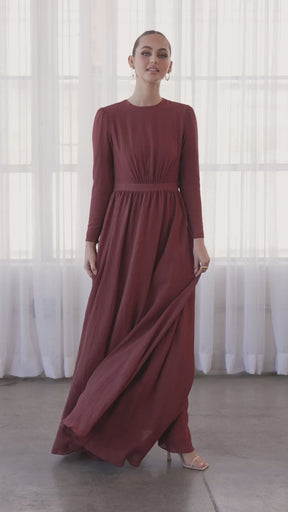 Lana Textured A Line Maxi Dress - Pecan